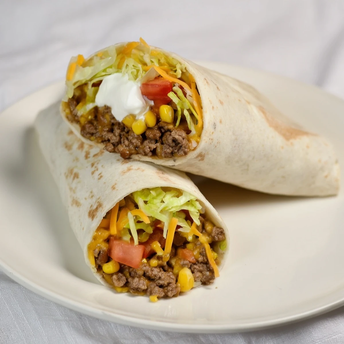 Perfectly wrapped burritos showcase a savory filling of beef, beans, and melted cheese, a flavorful choice.