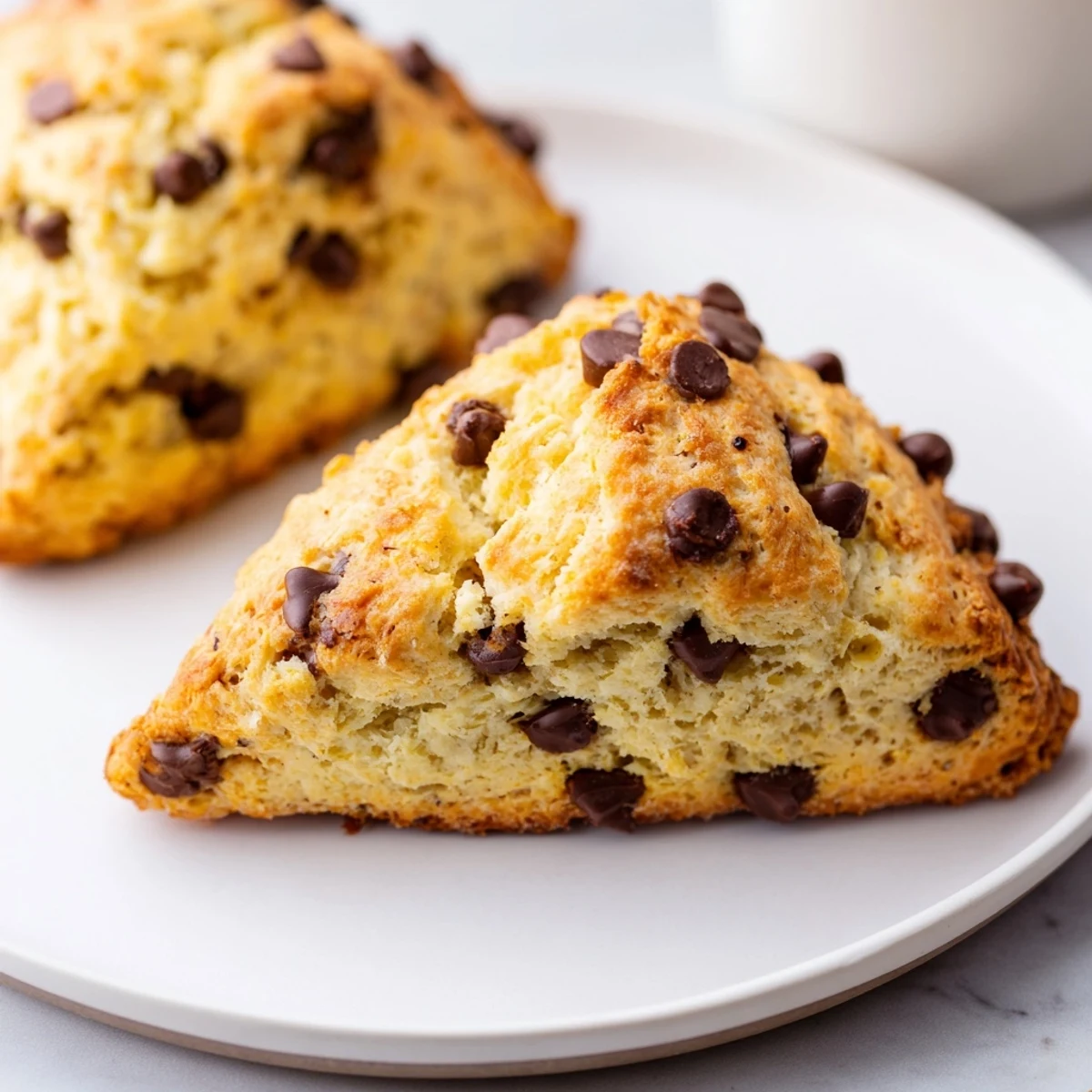 Buttery Chocolate Chip Scones, perfect with jam, are a delicious British-American breakfast idea.