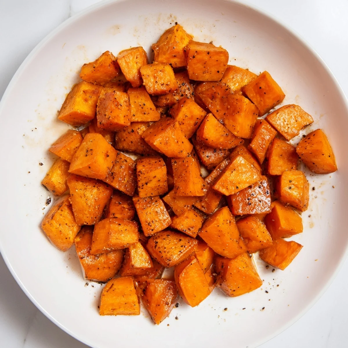 Warm, spiced Roasted Sweet Potatoes with Cinnamon, roasted until caramelized, and perfect for a simple side.