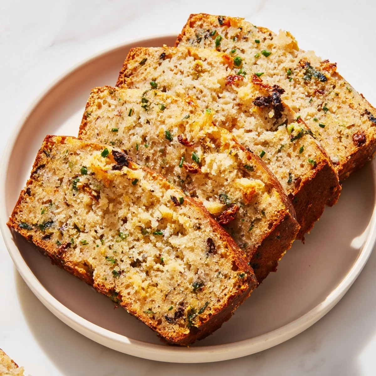 Warm, crusty Savory Herb and Cheese Quick Bread, perfectly paired with a flavorful, crisp salad.