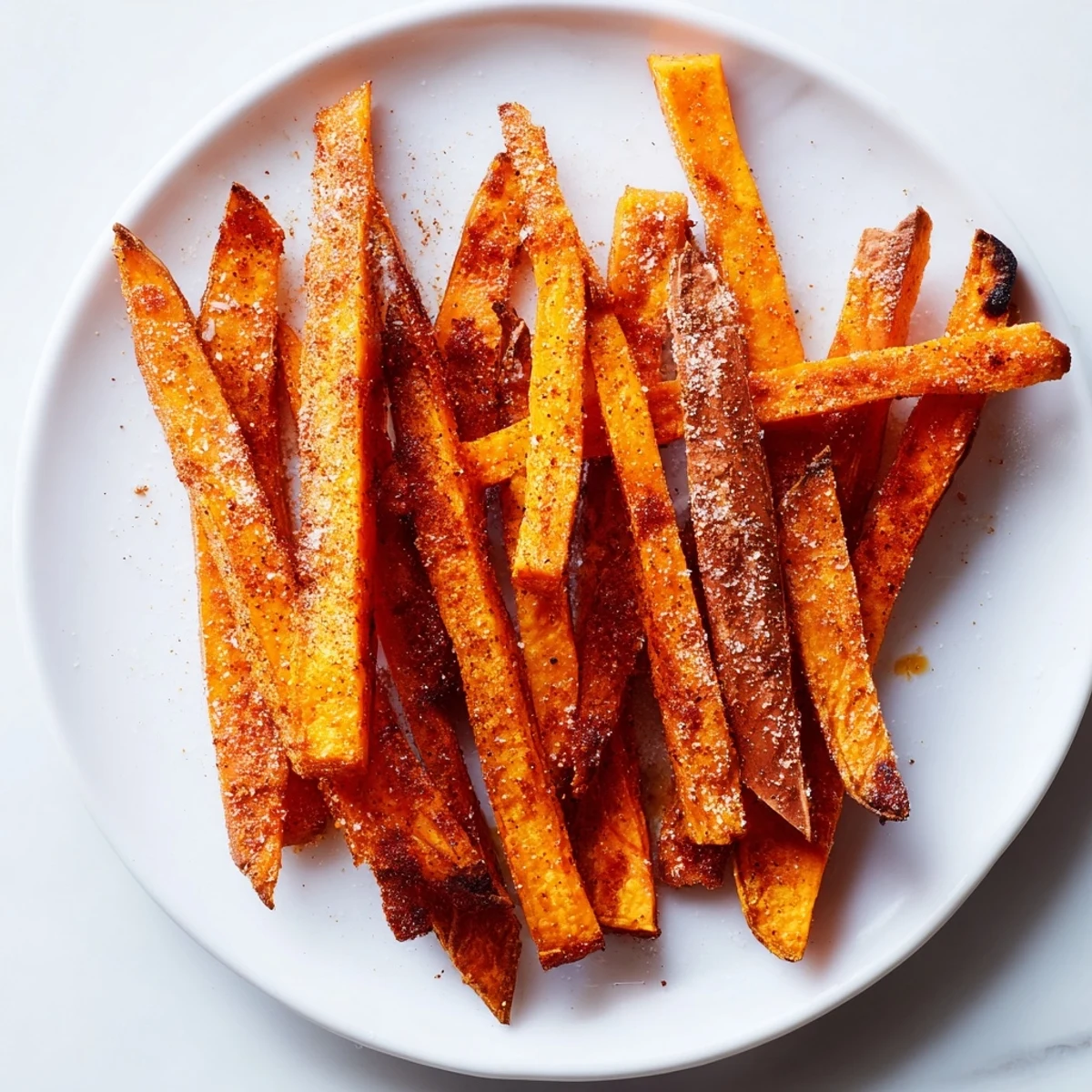 A generous serving of oven baked sweet potato fries, offering a delightful balance of sweet and savory.
