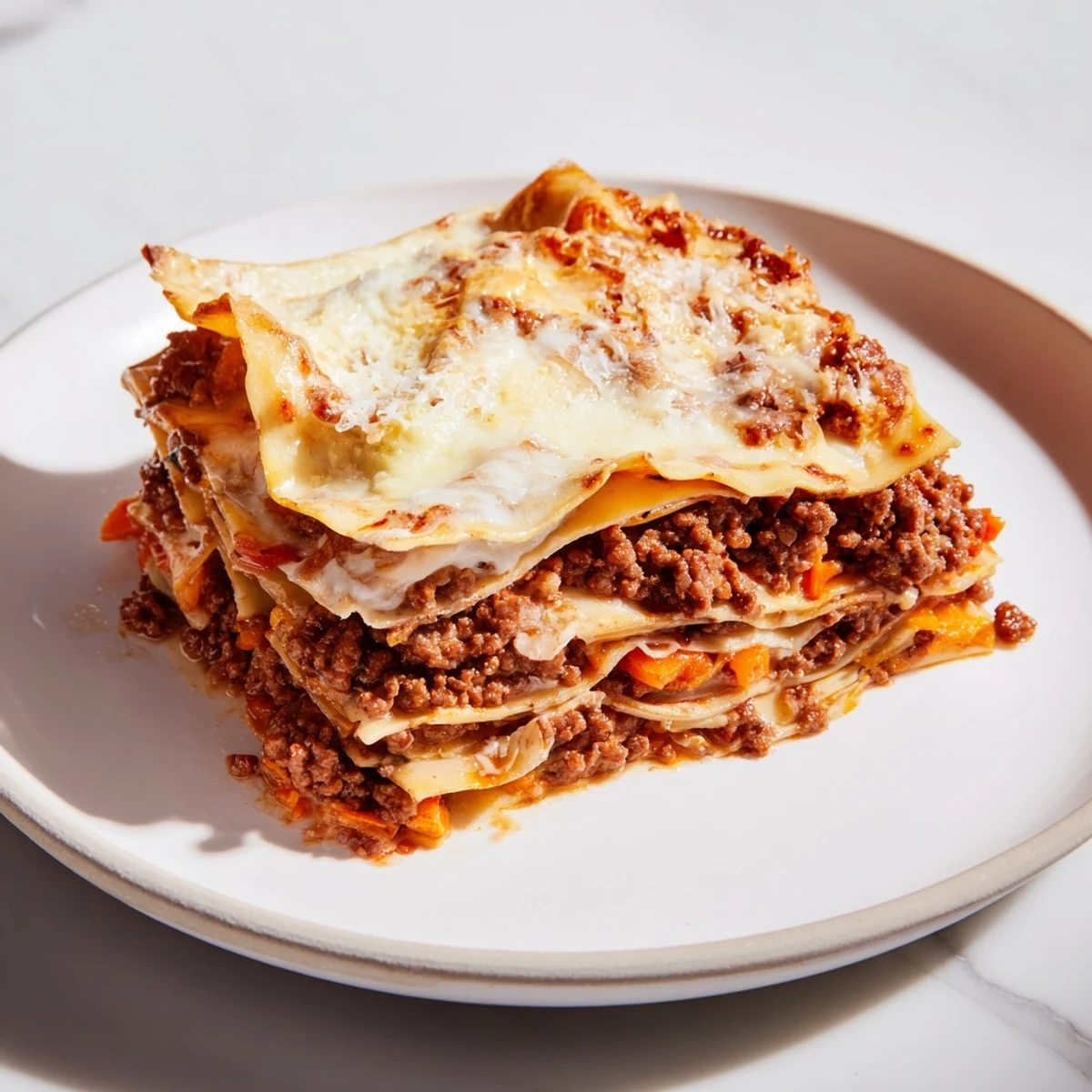 This baked Classic Beef Lasagna features wonderfully layered ragù, creamy béchamel, and melted mozzarella.
