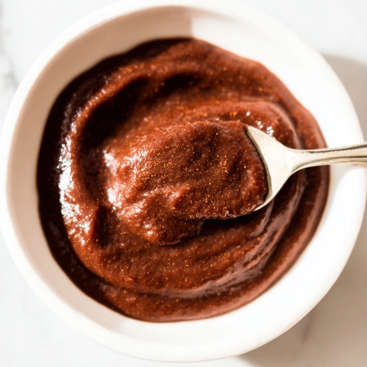 Warm brown tones highlight creamy, rich Spiced Apple Butter, a homemade treat ready for toast or pancakes.