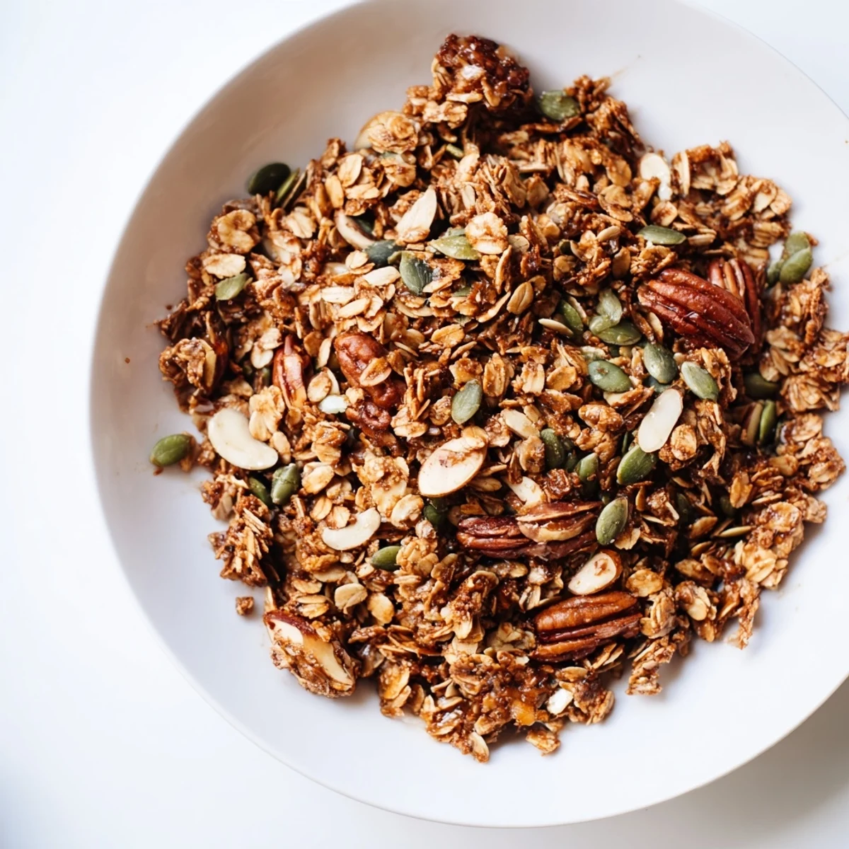 Golden, crunchy Gingerbread Granola, spiced perfectly for a cozy breakfast or a snack.