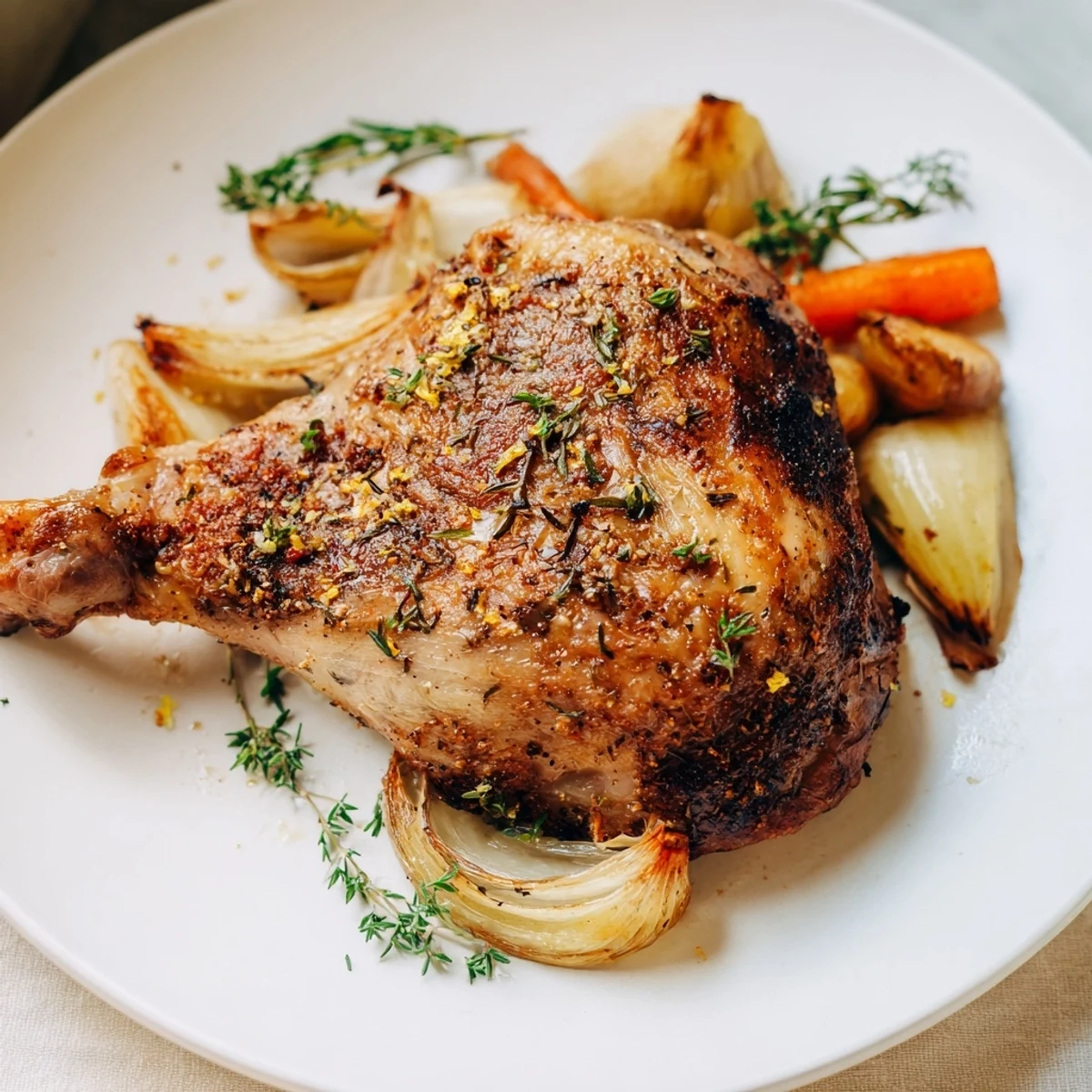 A whole Lemon Garlic Roasted Chicken, presented with tender roasted vegetables for a complete, hearty dinner.