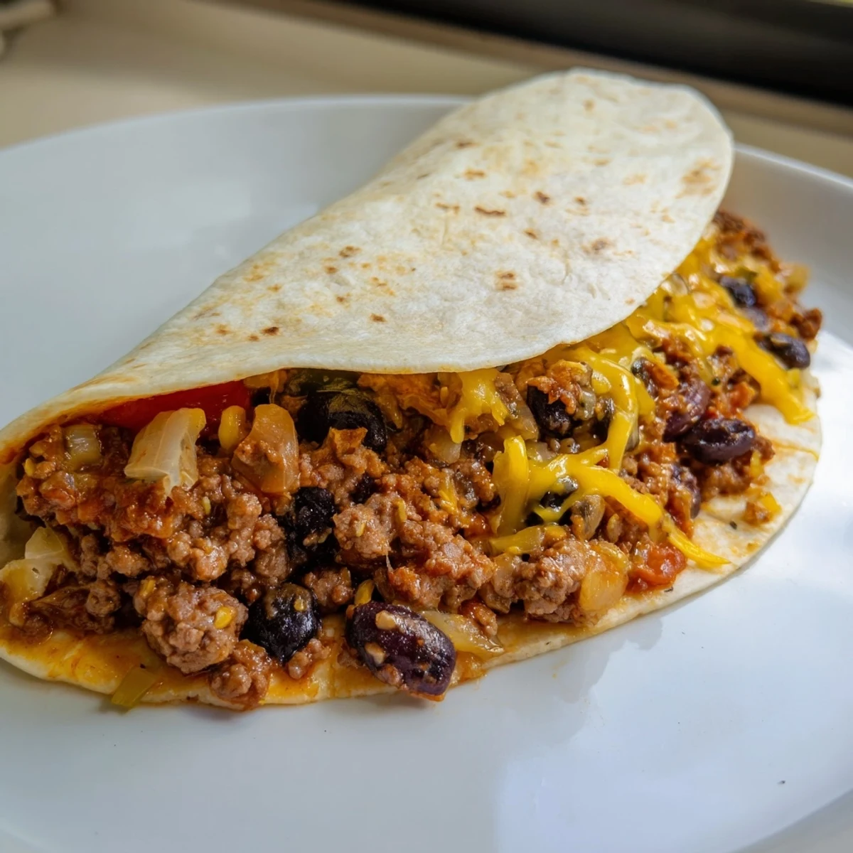 Warm, flavorful Beef and Bean Burritos served with optional fresh toppings, perfect for dinner.