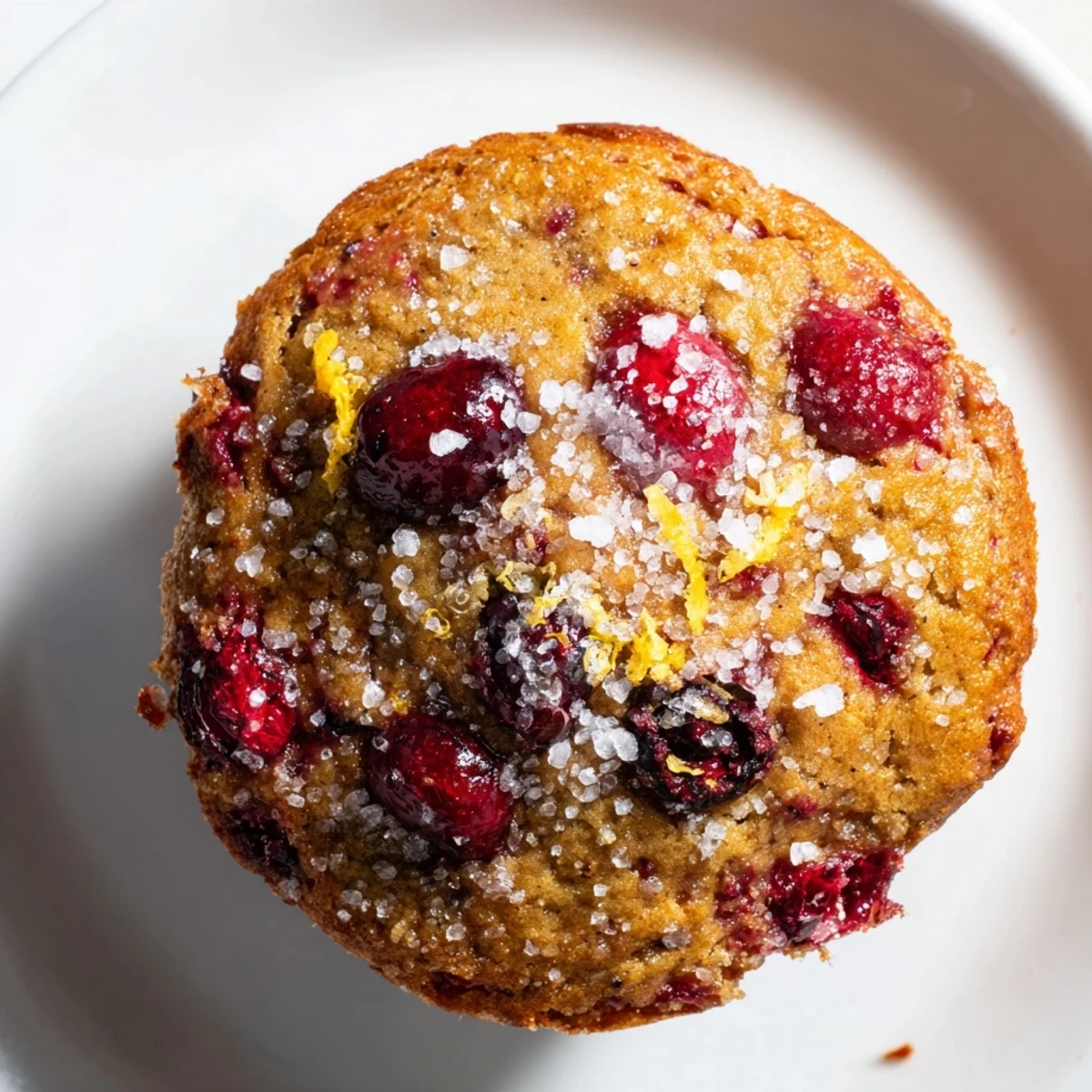 Warm, freshly baked Cranberry Orange Muffins, showing their soft, moist interior and appealing texture.