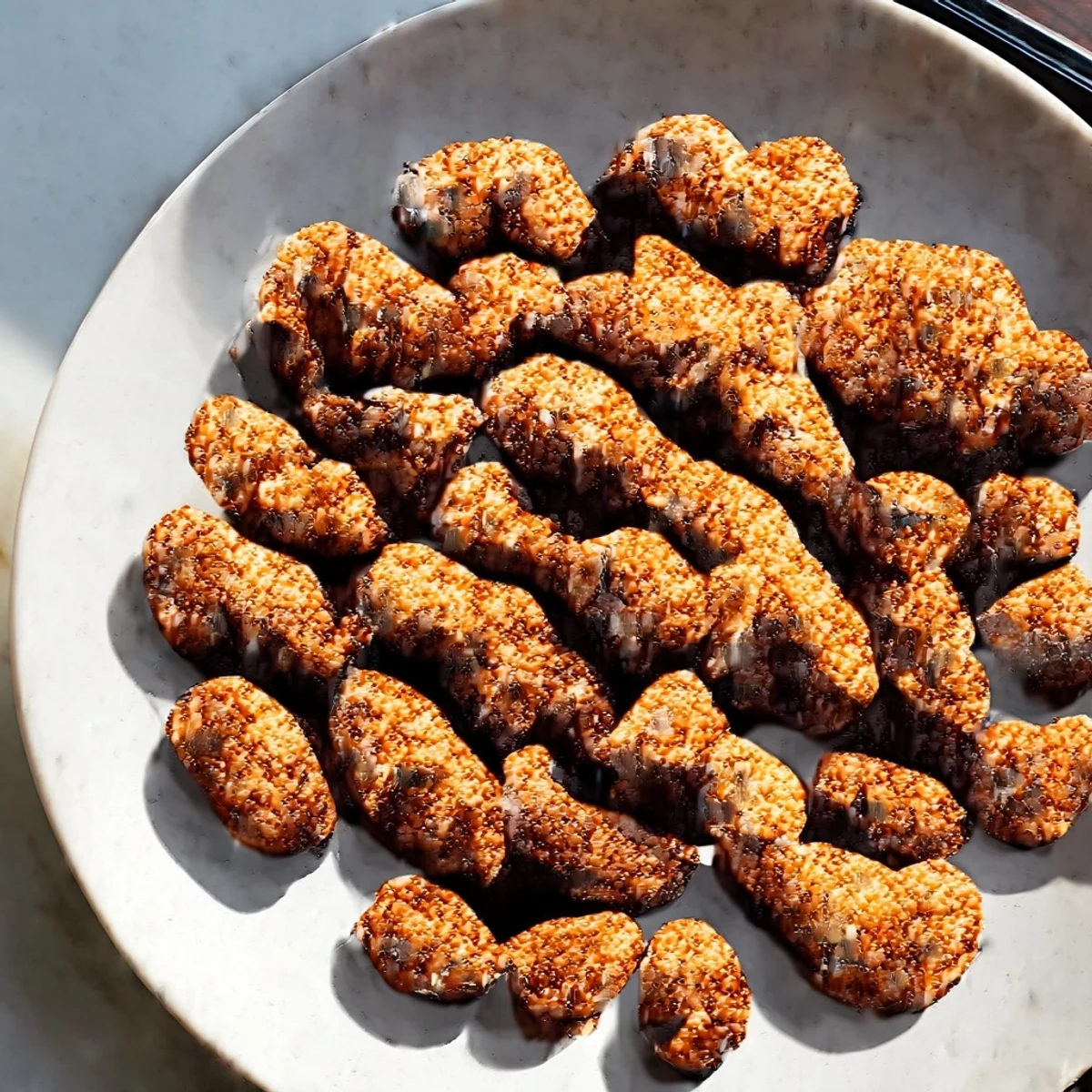 A bowl overflowing with freshly baked Gingerbread Spiced Almonds, offering sweet and warm holiday flavors.