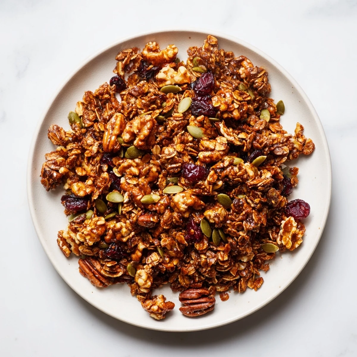 Hearty and wholesome Gingerbread Granola, perfectly crisp and ready to be served for breakfast.