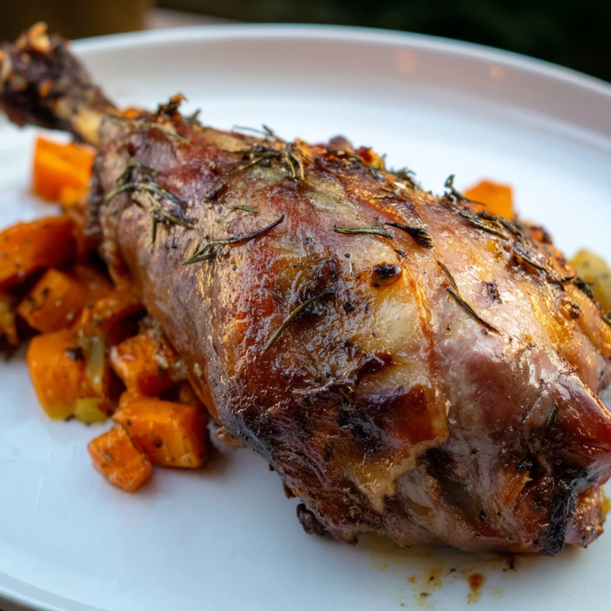 Golden-brown roasted turkey legs, perfectly seasoned and cooked until the meat is incredibly tender.