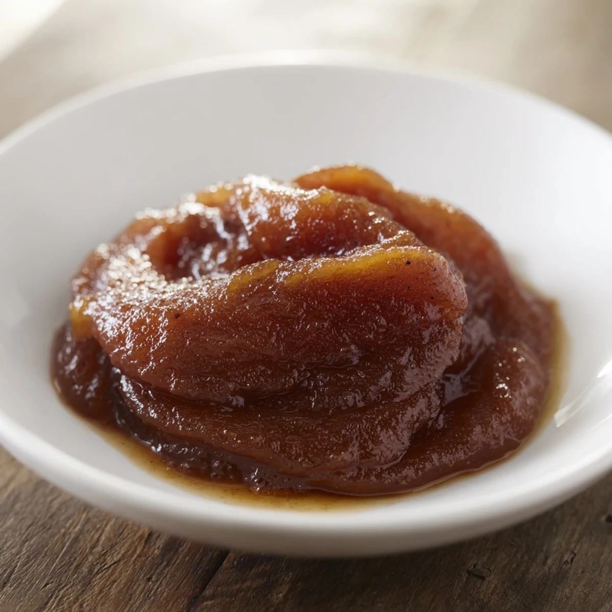 A jar of homemade apple butter, a smooth and sweet fruit preserve, perfect for spreading.