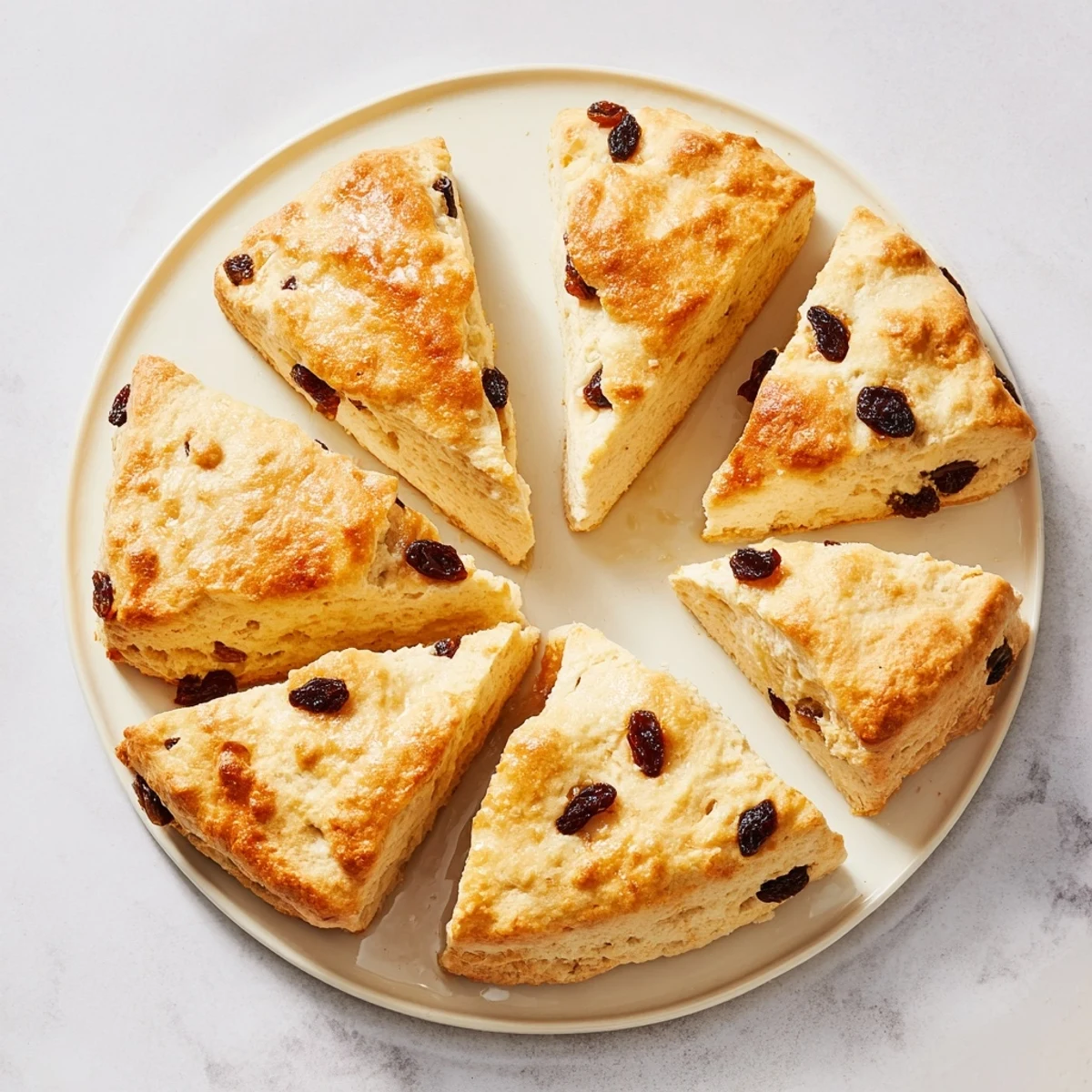 Golden-brown, freshly baked scones are ready to be served with clotted cream and jam.