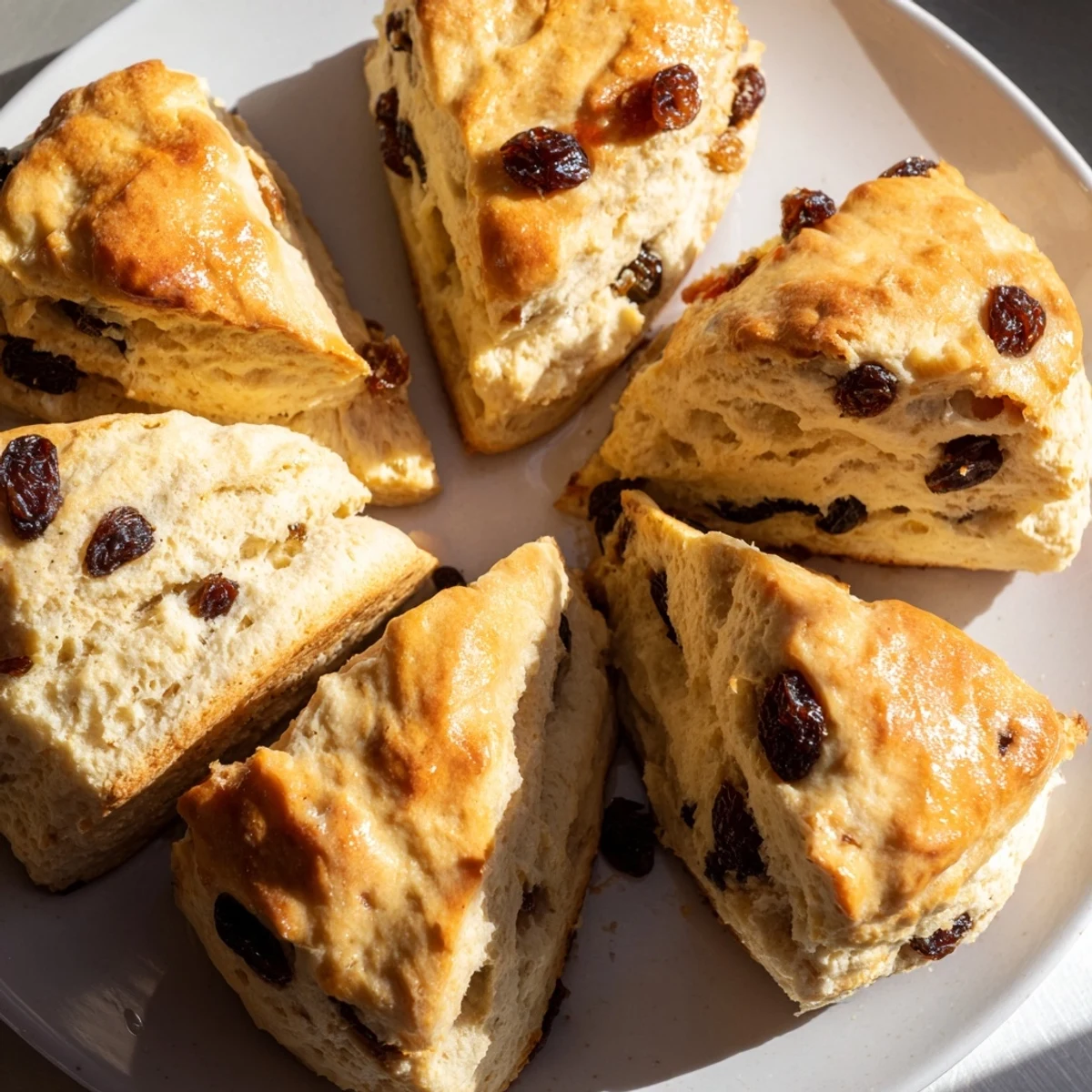 Fluffy, buttery scones with a golden crust offer a perfect, warm British breakfast treat.