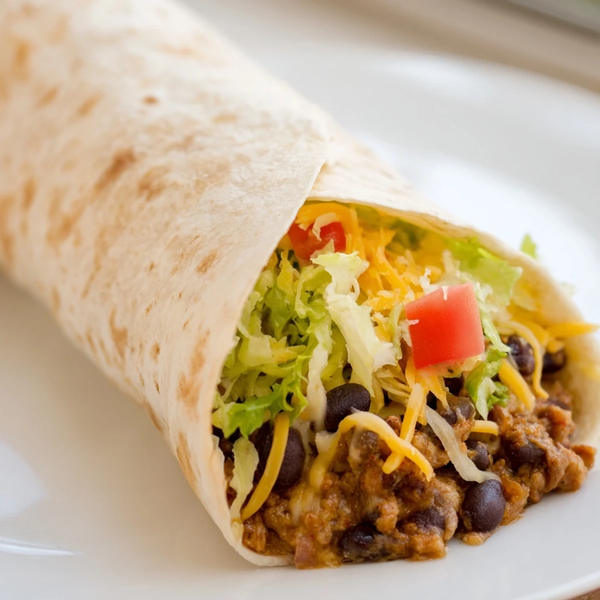 Warm flour tortillas encase savory, seasoned bean burritos, perfect with salsa and sour cream.