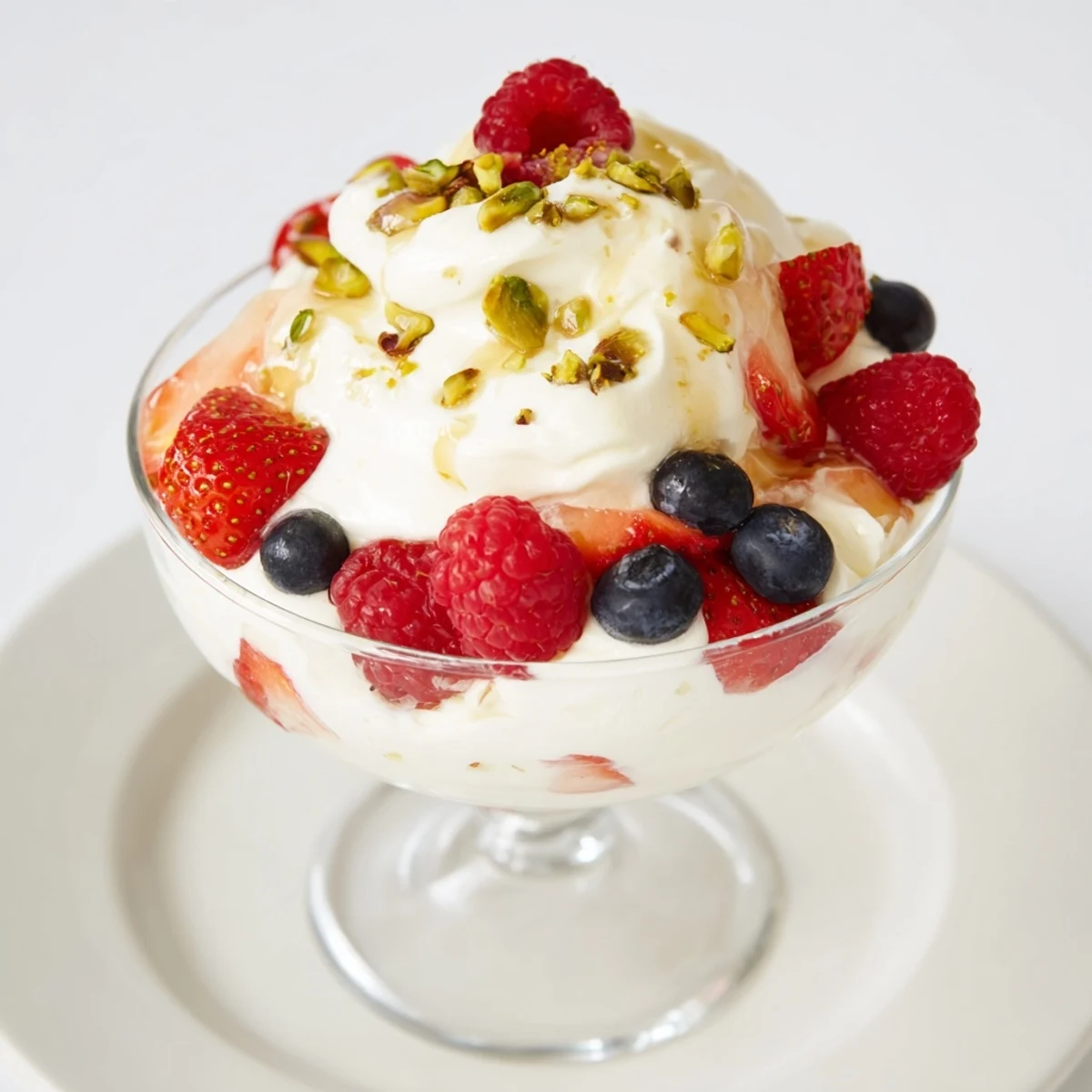 Creamy Yogurt delights! This dessert features fresh berries and a hint of vanilla flavor.