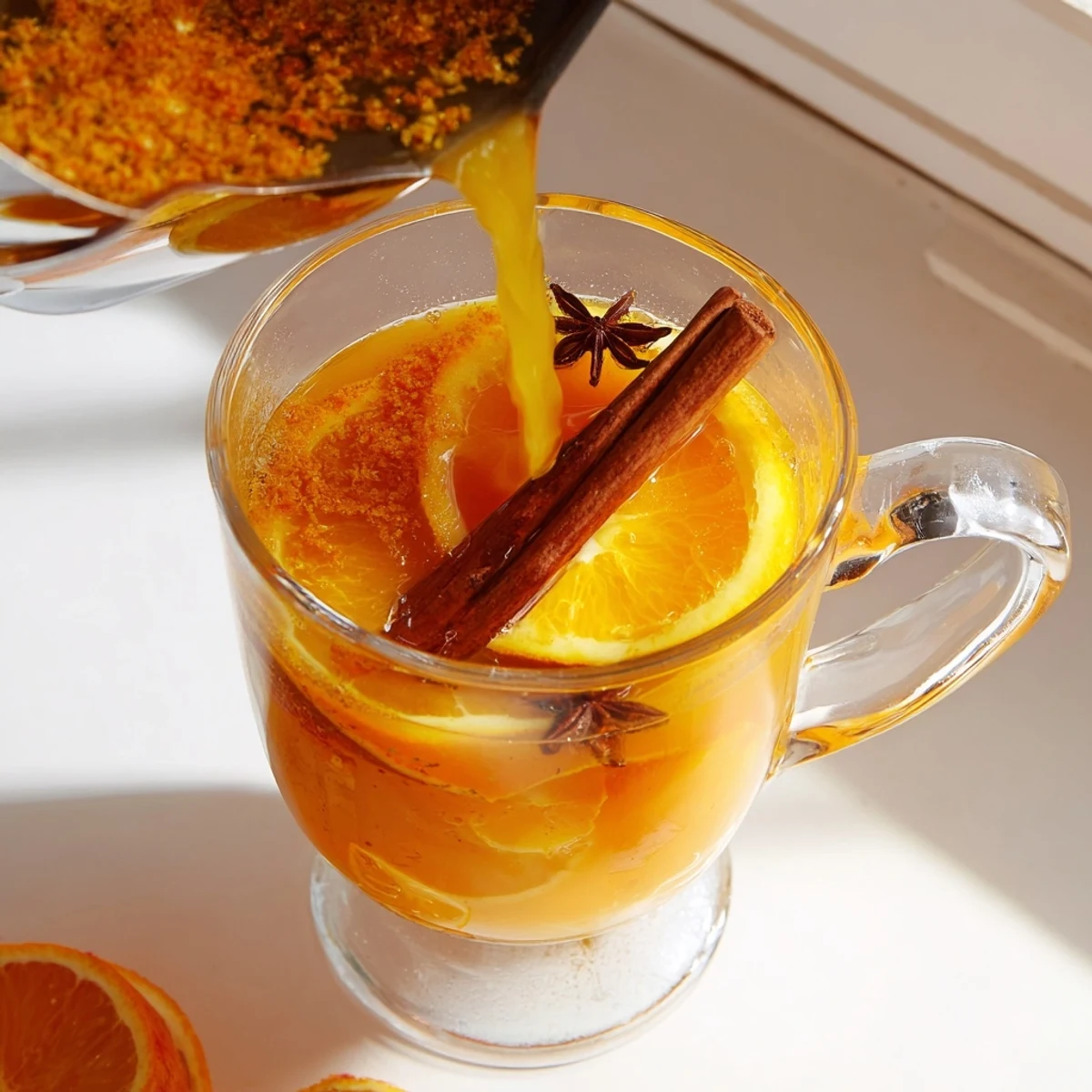 Simmering pot showing the making of a flavorful Spiced Fruit Juice for a cozy night.