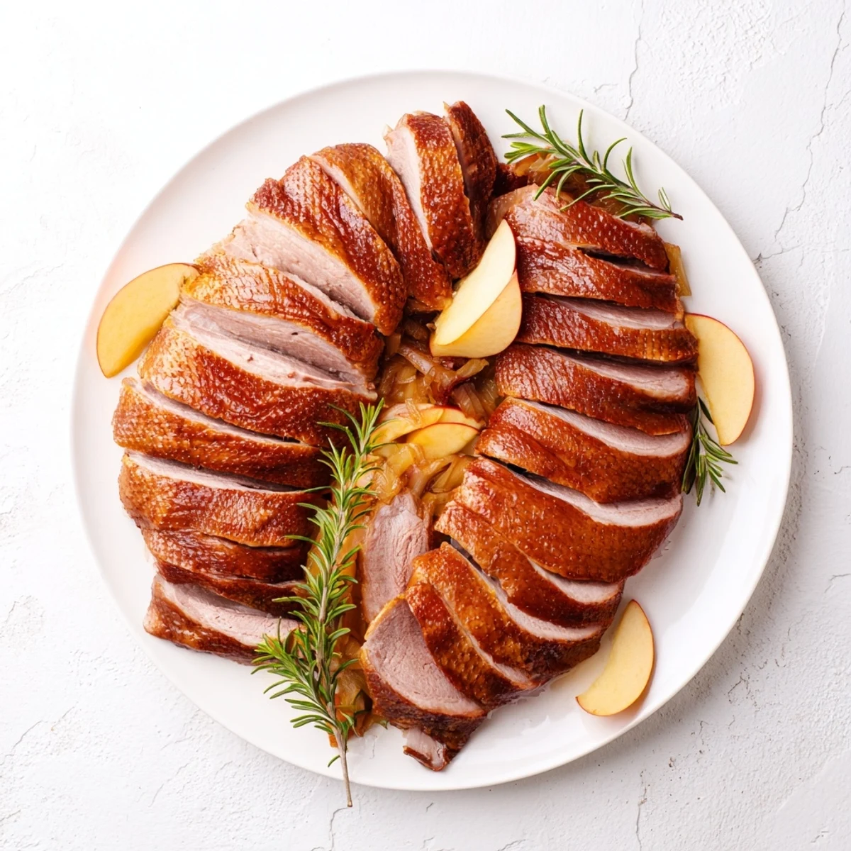 A beautifully roasted goose with glistening, crispy skin, perfect for your holiday meal.
