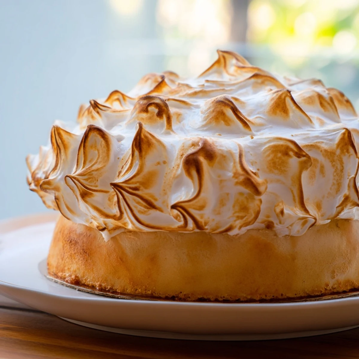A decadent slice of Baked Alaska, featuring layered cake and creamy ice cream, ready to serve.