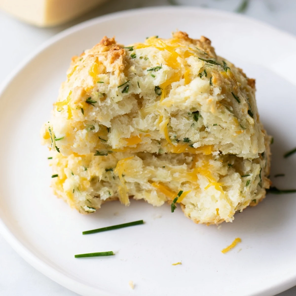 Close-up of fluffy savory cheese and herb scones, perfect for a brunch spread or quick snack.