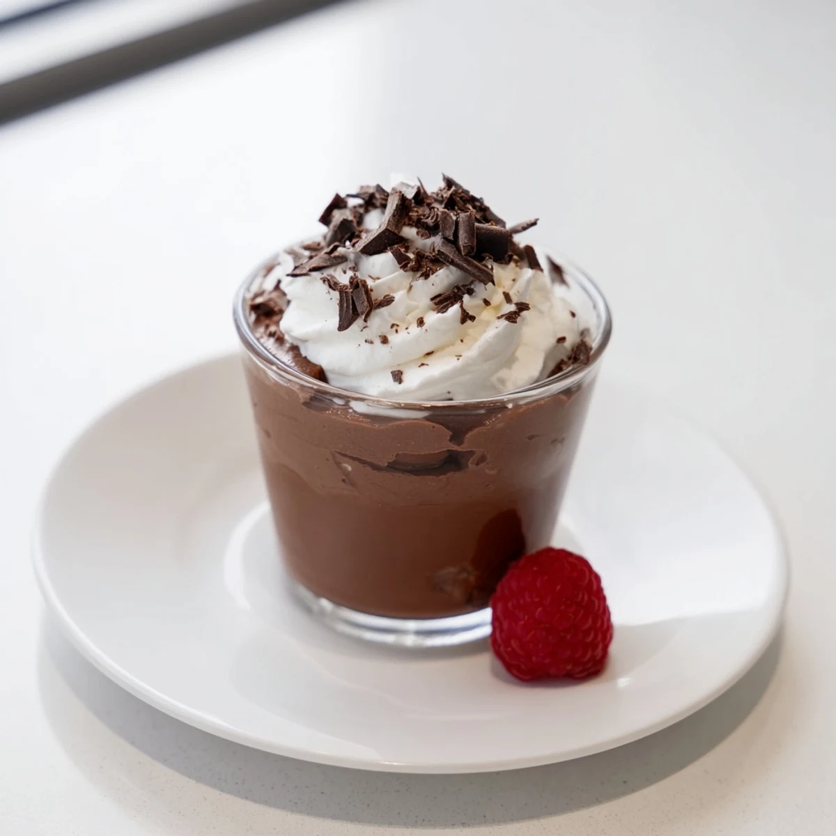 Swirls of creamy dark chocolate mousse in elegant glasses, a perfect French dessert finish.