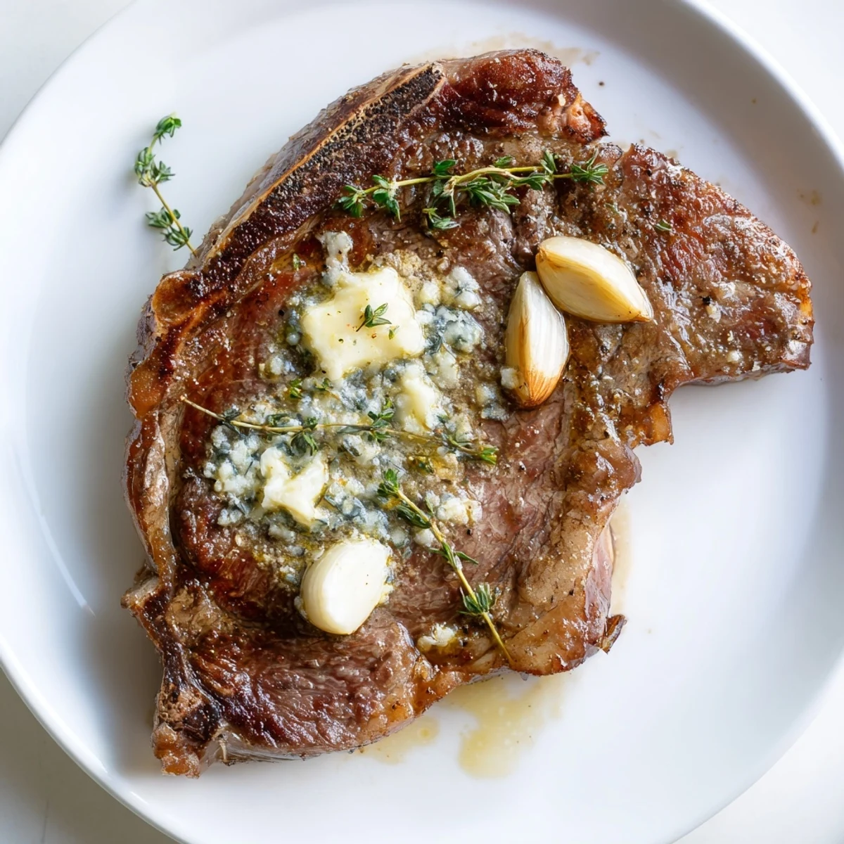 Golden-crusted pan seared steak, cooked to juicy perfection; imagine the delightful aroma.