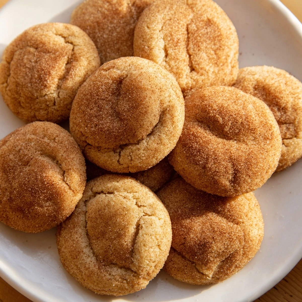 Warm, golden cinnamon cookies fresh from the oven, offering a delightful aroma and sweet taste.