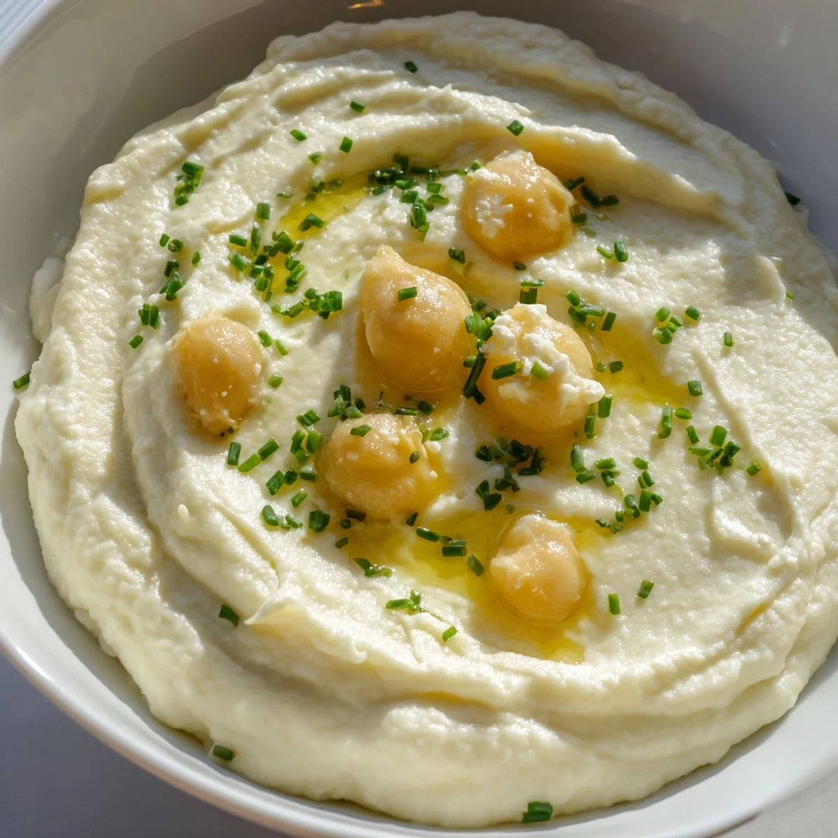 Golden-brown roasted garlic infuses the creamy Roasted Garlic Mashed Cauliflower, perfect for anyone's table.