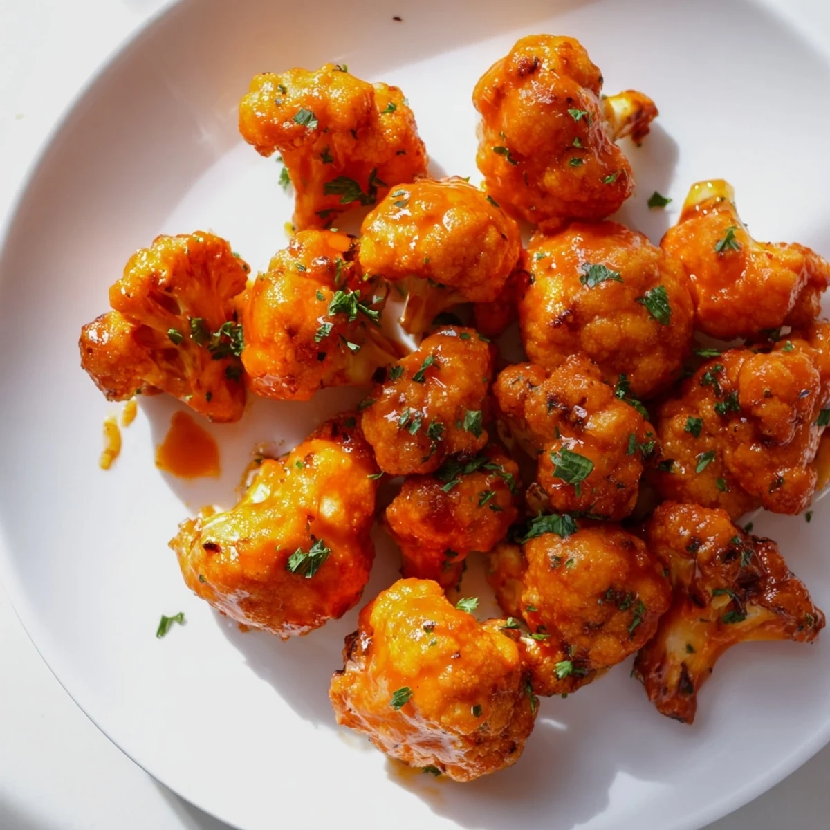 These tempting Spicy Buffalo Cauliflower Bites are ready to devour with a side of ranch dressing.