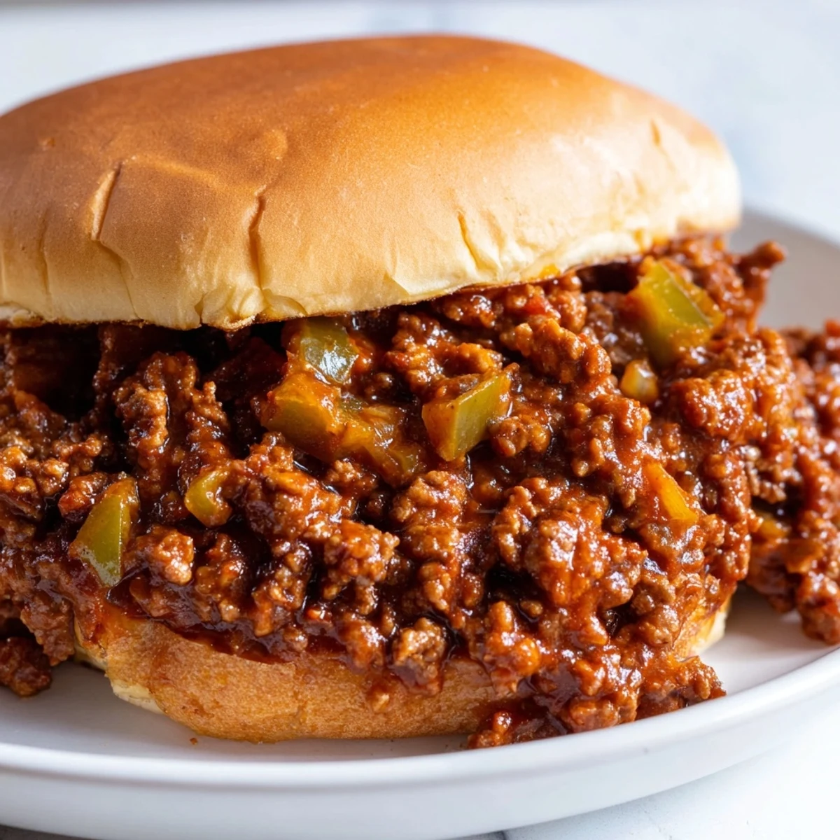 Steaming Beef Sloppy Joes on toasted buns, ready to enjoy with a tangy, flavorful bite.