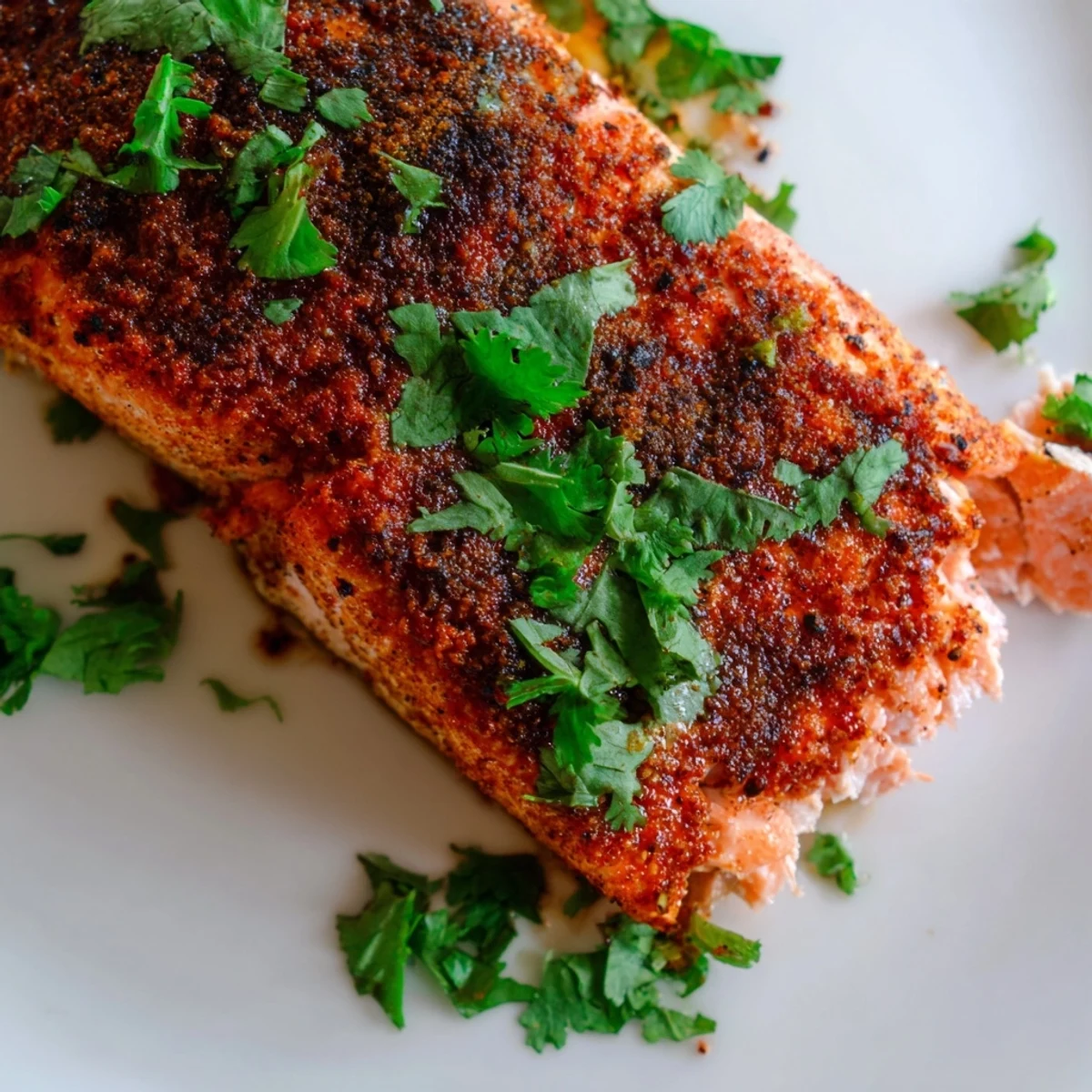 Golden-baked salmon with Cajun spices and lime wedges on a tray, ready to serve with rice or a crisp green salad.