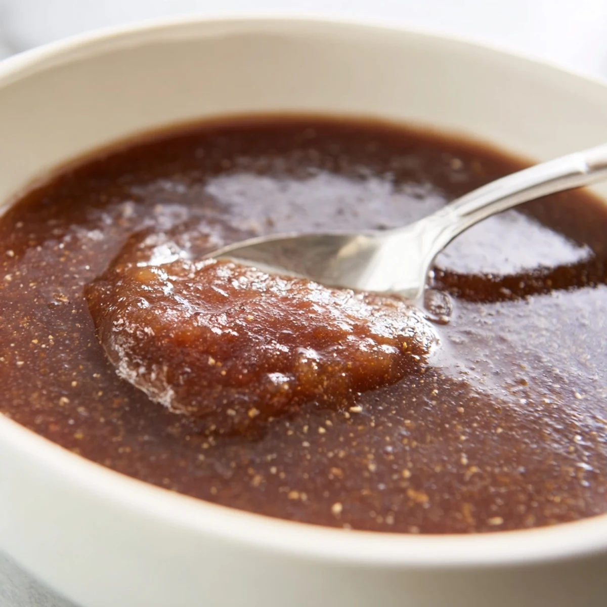 Homemade Spiced Apple Butter with Cloves simmered to a thick, deep brown spread perfect for toast.