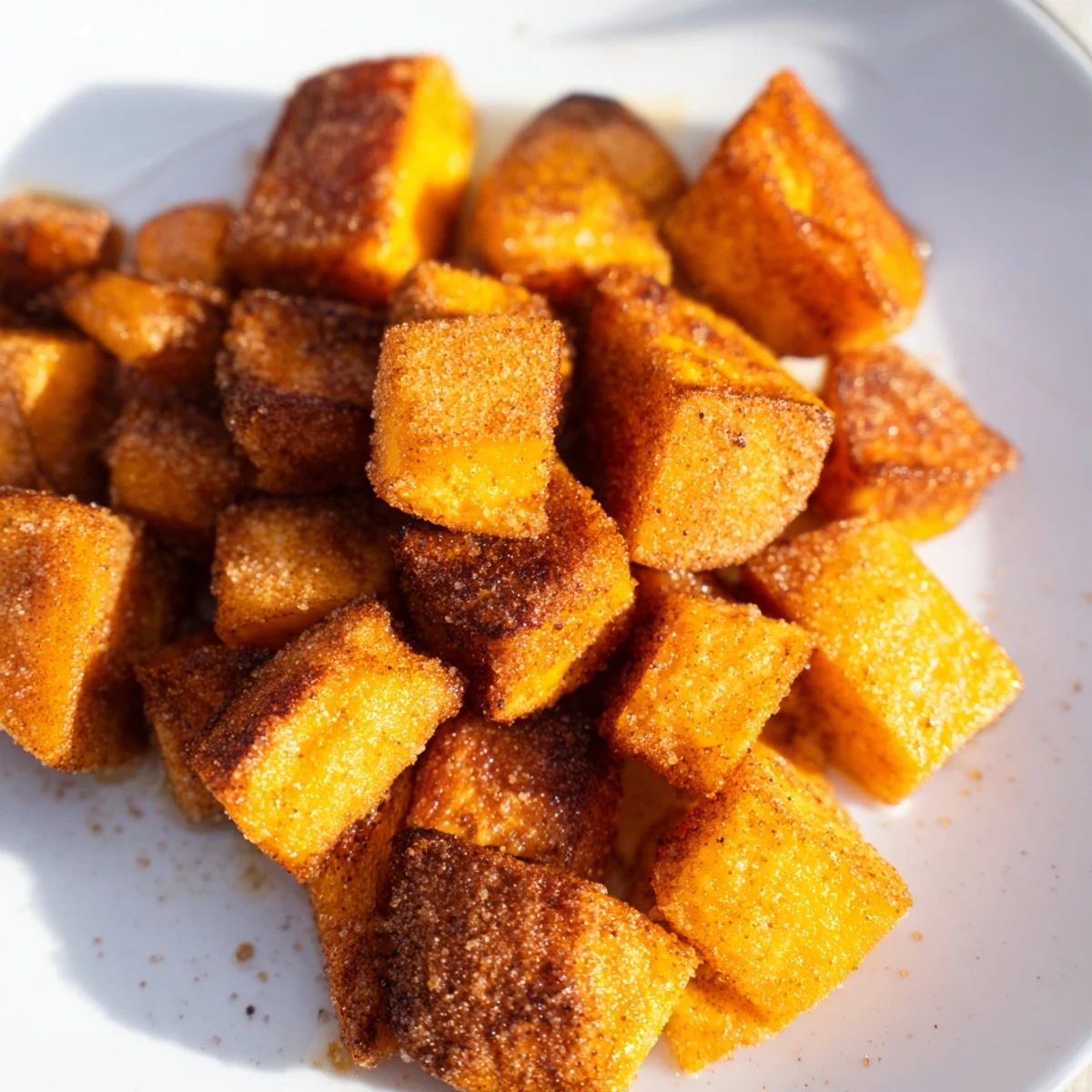 Freshly roasted sweet potatoes with cinnamon sugar piled high, ready to accompany a weeknight dinner.