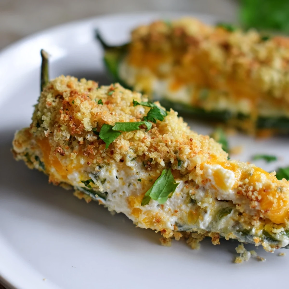 Golden-baked Spicy Jalapeño Poppers with Cream Cheese Filling rest on a rustic wooden board, showing melted, bubbly cheese.
