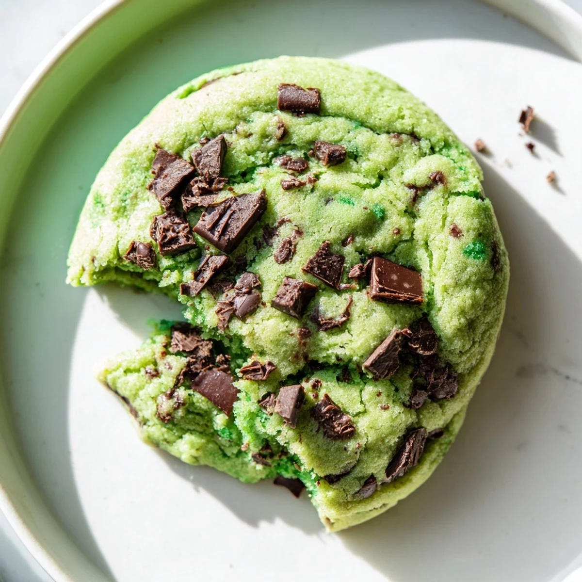 Cool mint and chocolate cookies on a white plate, perfect for festive holiday dessert tables and platters.