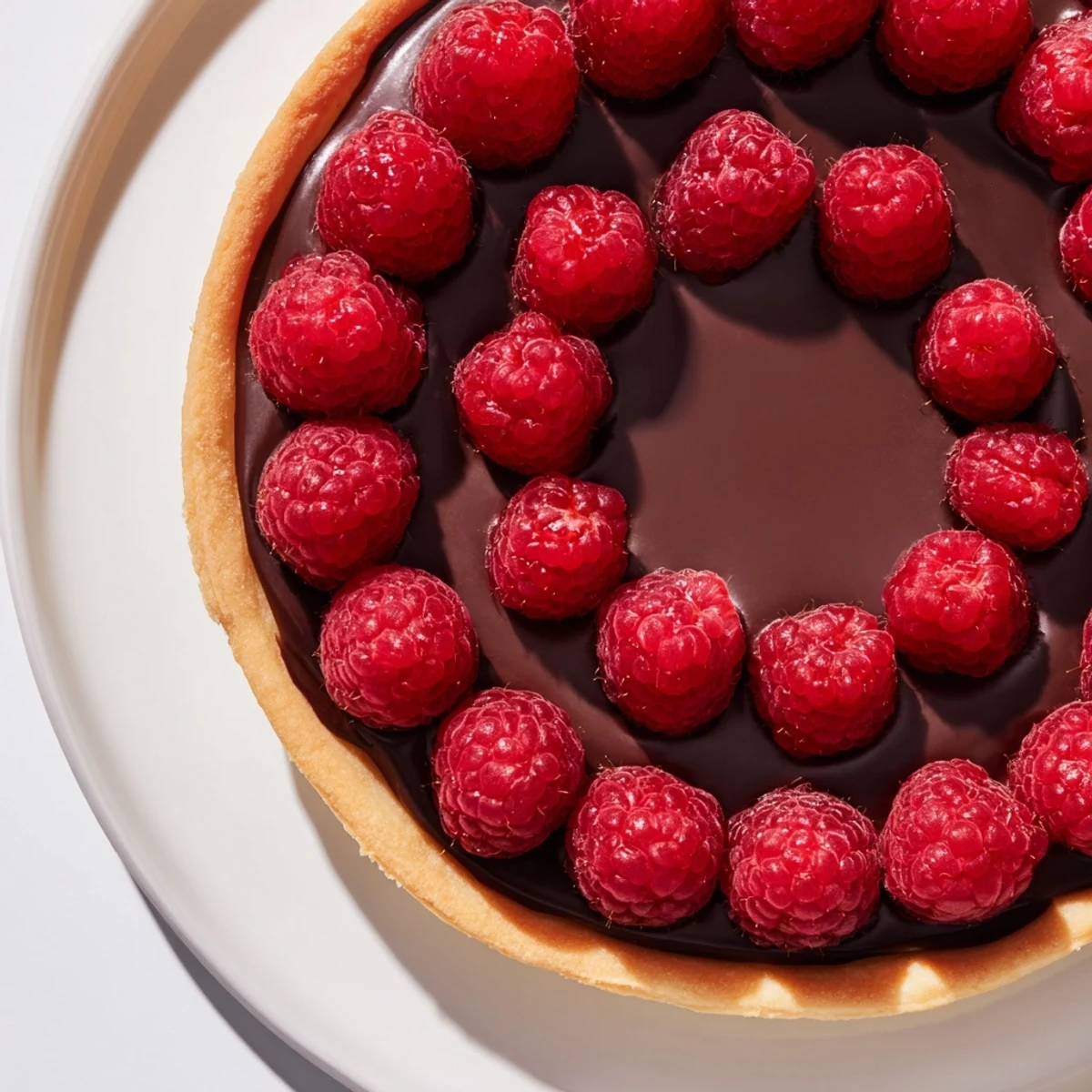 Golden raspberries glisten atop a rich chocolate ganache filling in this Raspberry Tart with Chocolate Ganache, nestled in a crisp buttery crust.