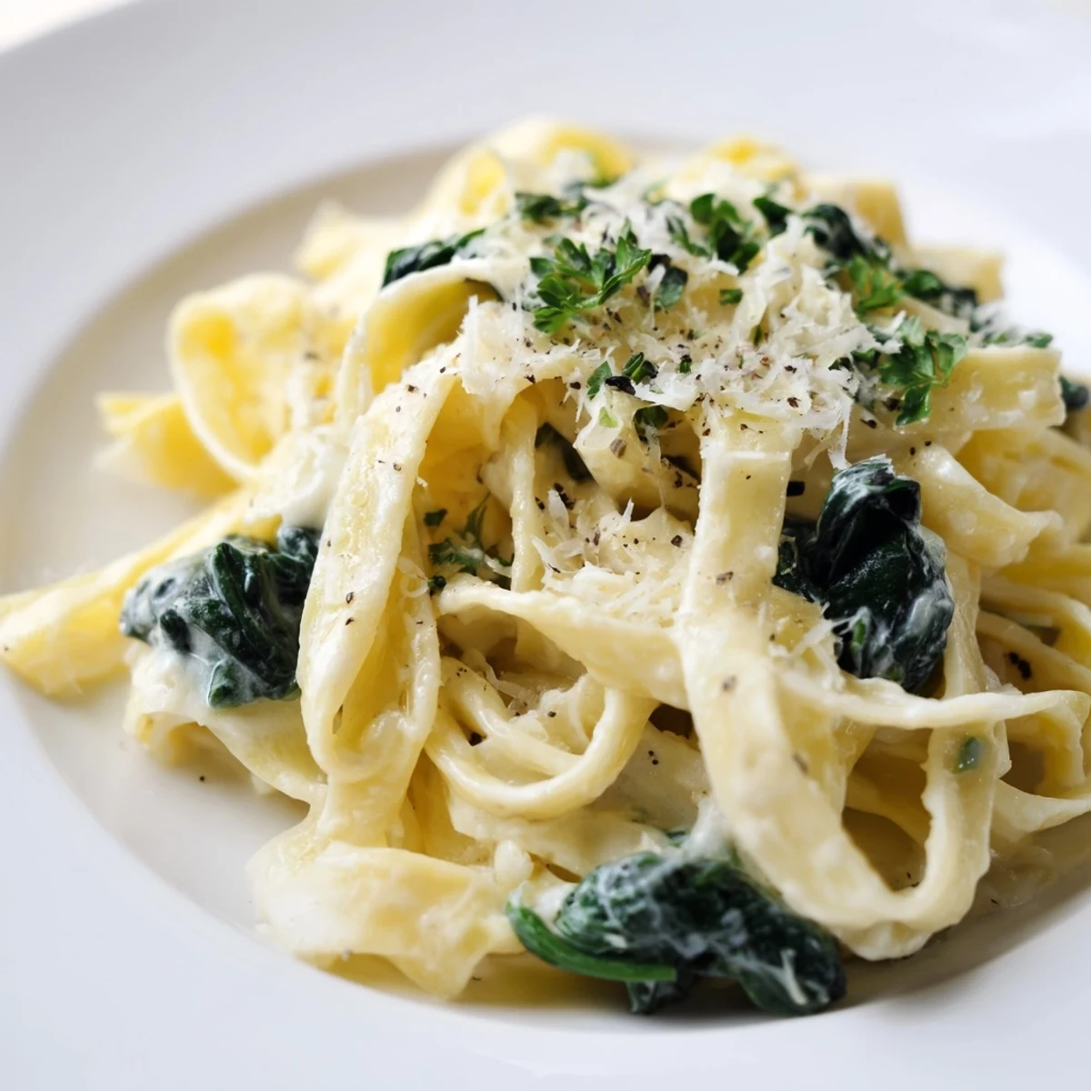 Creamy spinach pasta with garlic pairs perfectly with a crisp glass of Pinot Grigio for a weeknight Italian-inspired dinner.