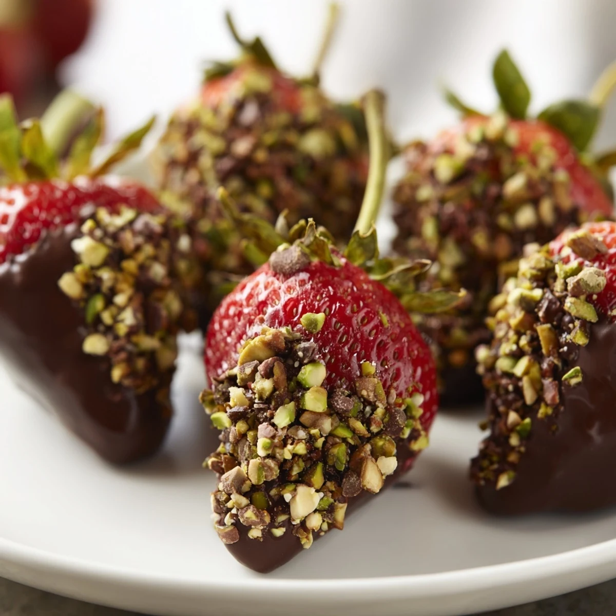 Chocolate Dipped Strawberries with Chopped Nuts shown on a cooling rack for an elegant dessert presentation.