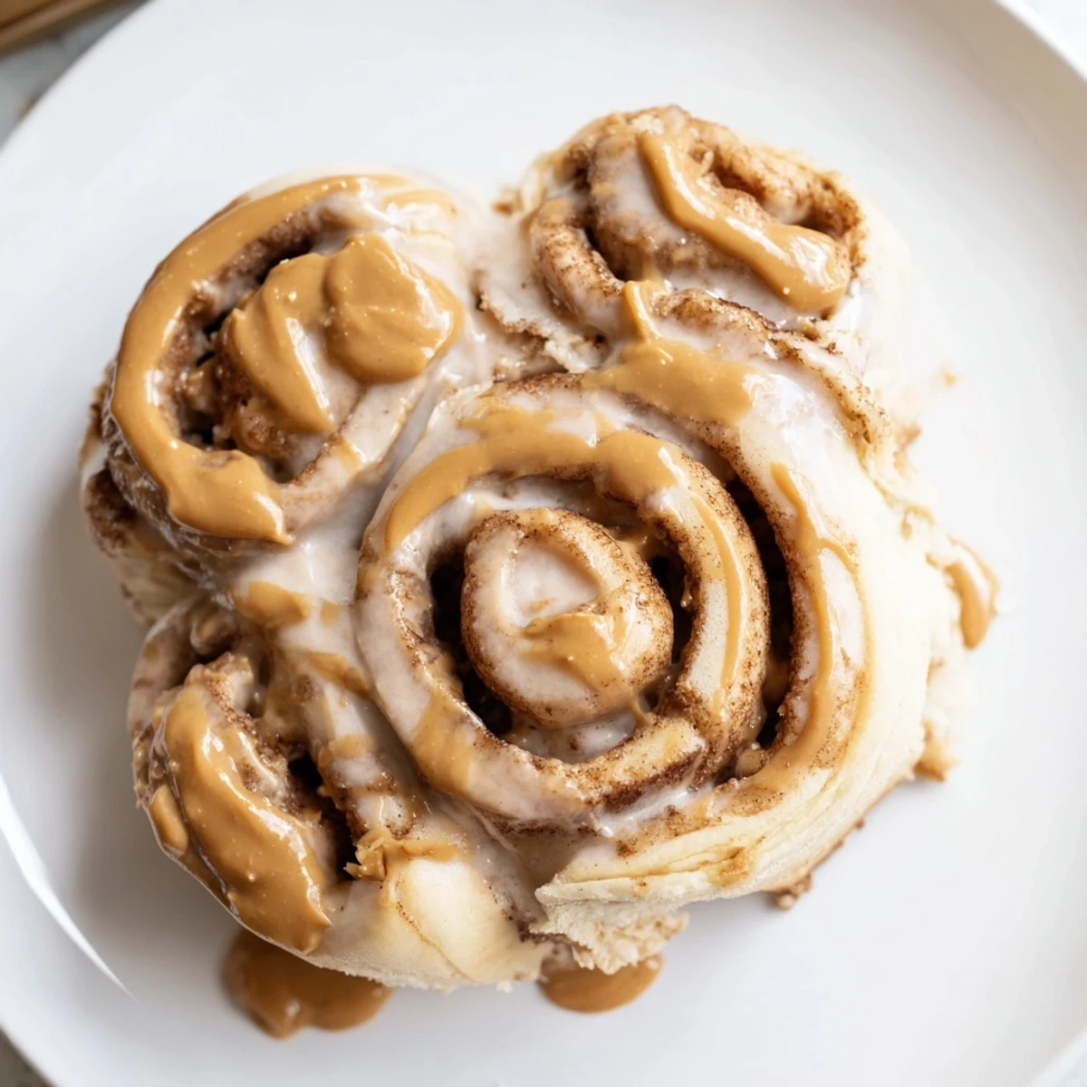 Warmly glazed Soft and Gooey Biscoff Cinnamon Rolls fresh from the oven, melting with cookie butter.