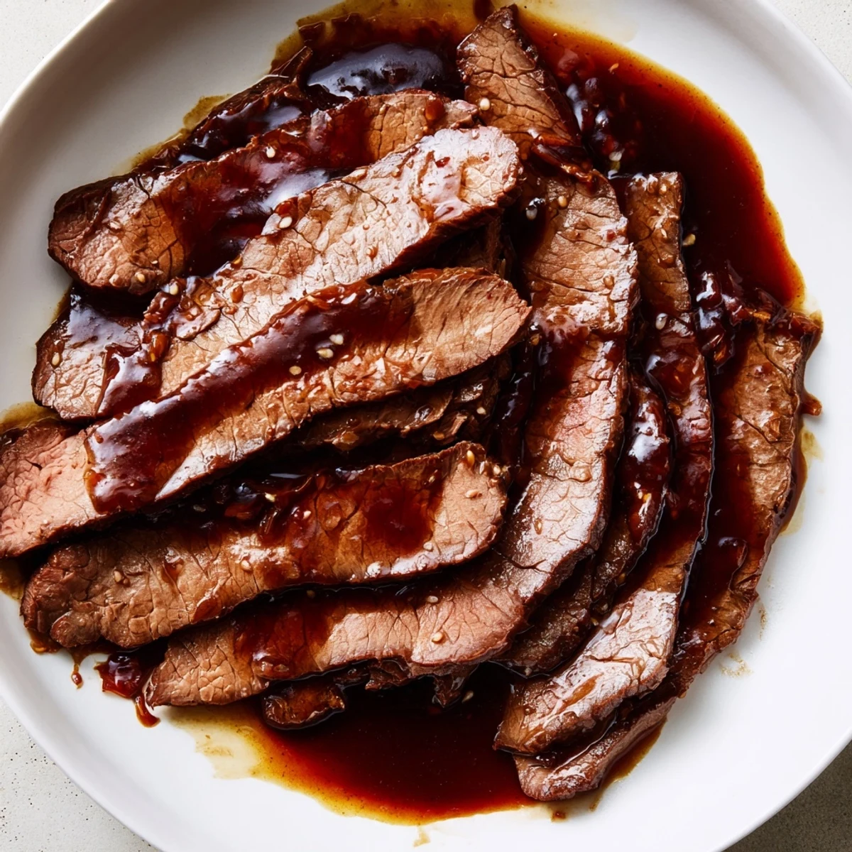 Ultimate Slow Cooker Mongolian Beef simmering in a slow cooker with rich sweet and savory sauce, ready for an easy dinner.