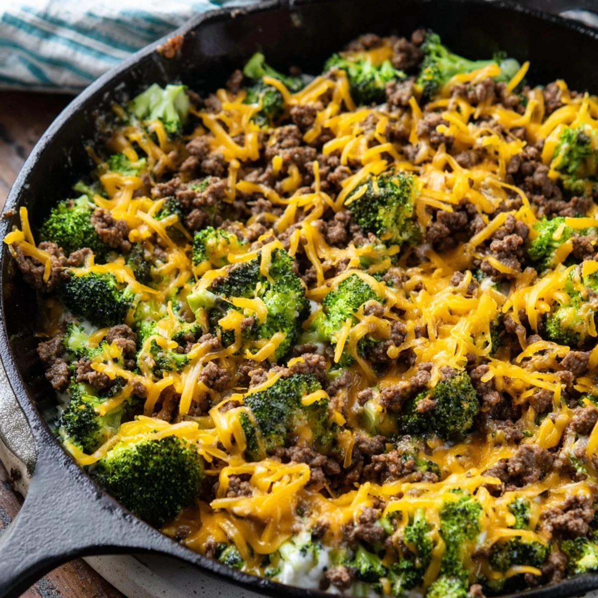 For a family-friendly dinner, this Keto Hamburger Broccoli Skillet features a one-pan meal with savory beef, crisp-tender veggies, and a rich, cheesy keto topping.