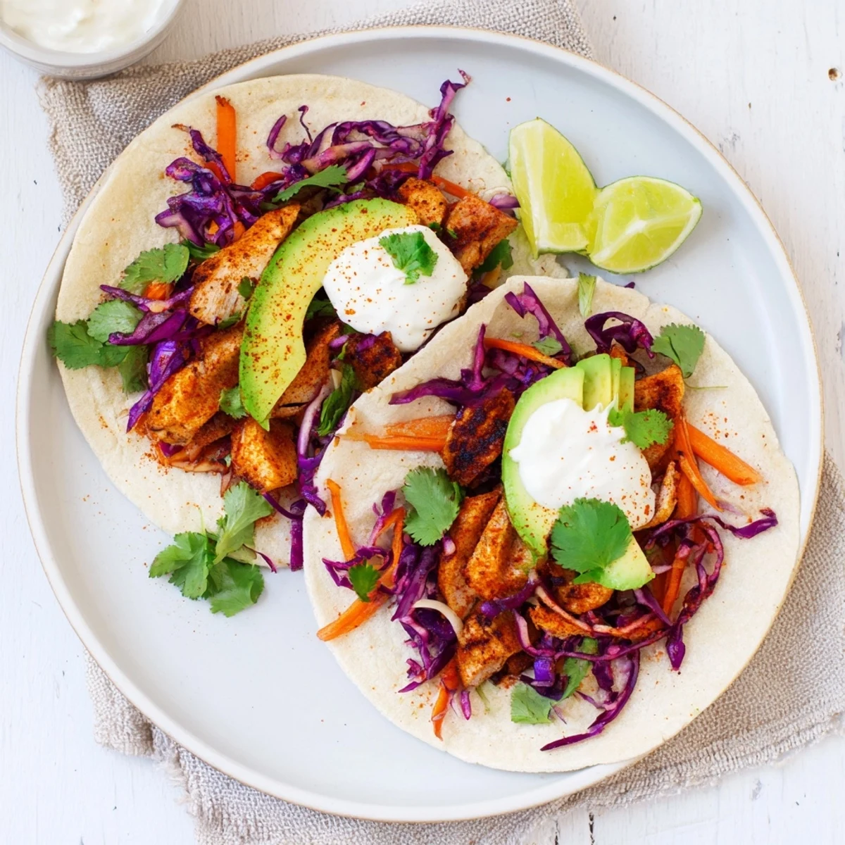Golden-battered Easy As Aussie Barra Tacos served on warm corn tortillas with fresh lime wedges and avocado slices.