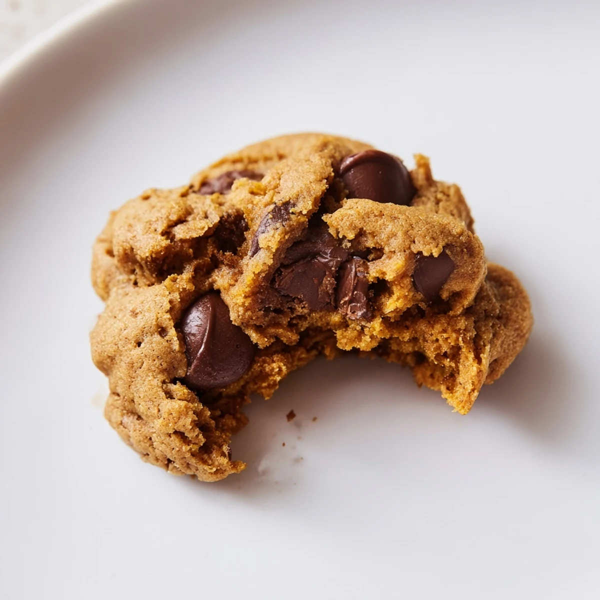 Golden brown pumpkin spice chocolate chip cookies cooling on a wire rack with specks of warm cinnamon