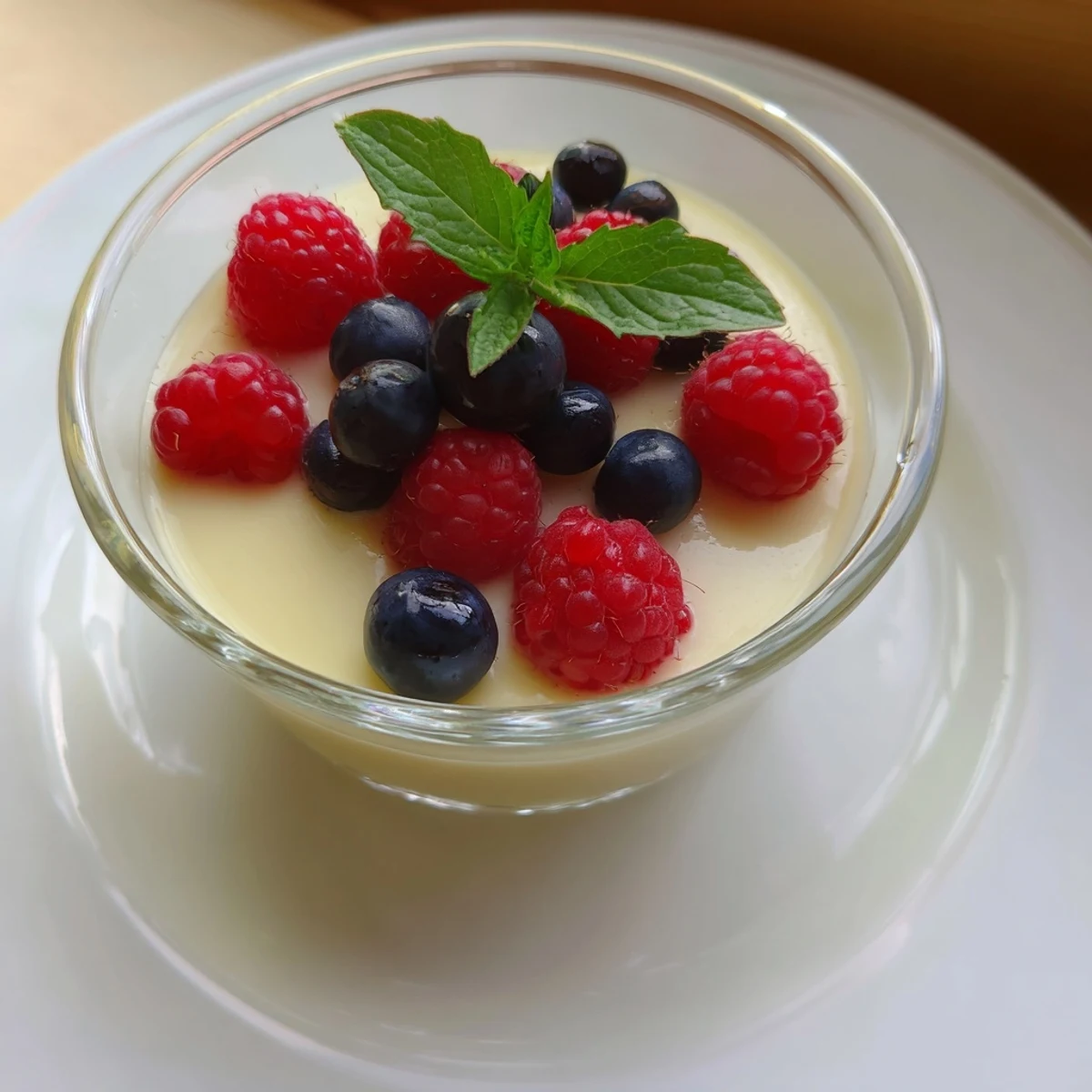 Creamy lemon posset dessert with smooth texture set in elegant glass serving ramekins