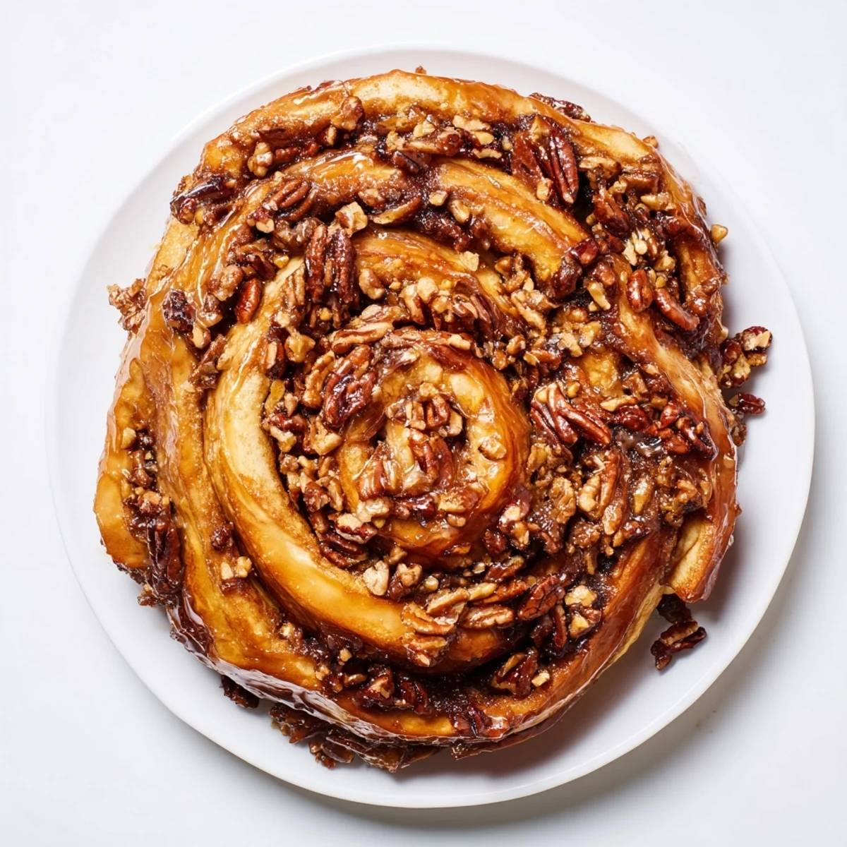 Freshly baked Vietnamese cinnamon date sticky buns topped with gooey brown sugar honey glaze