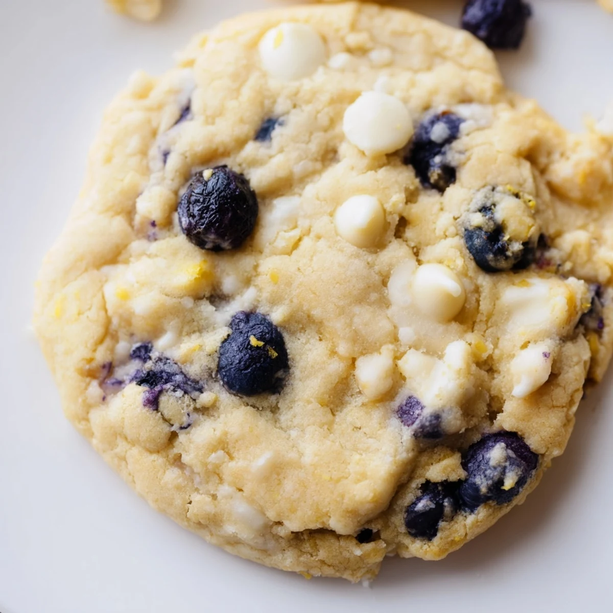 Soft tangy lemon blueberry cookies piled high on a rustic white serving platter