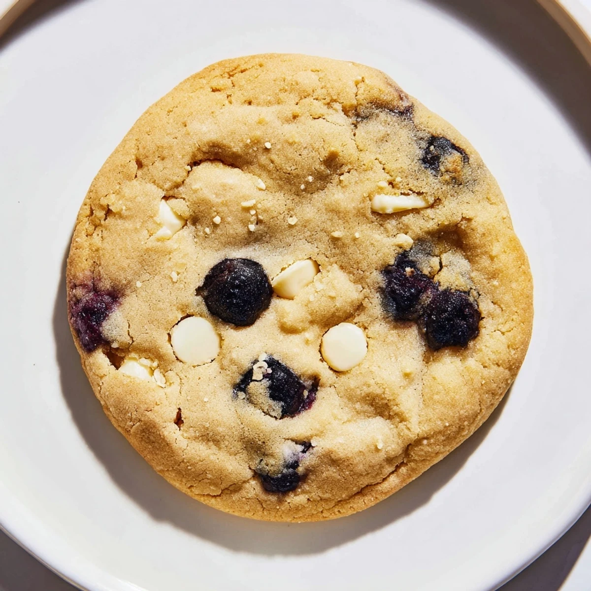 Fresh blueberry-studded lemon cookies cooling on a wire rack with golden crispy edges