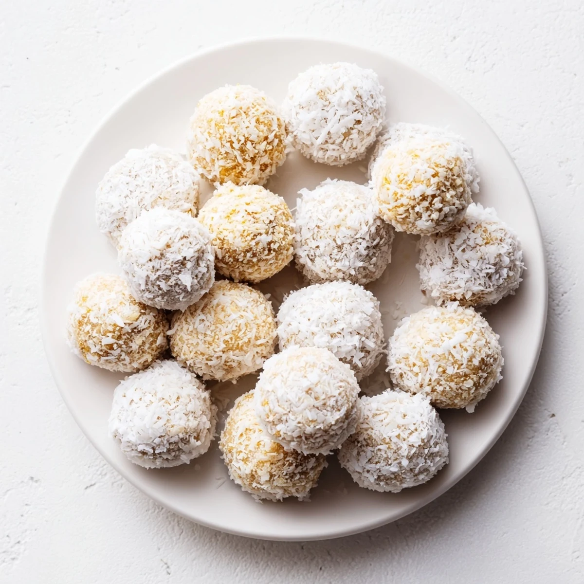No Bake Easter Bunny Coconut Tails rolled in fluffy coconut coating arranged on parchment paper