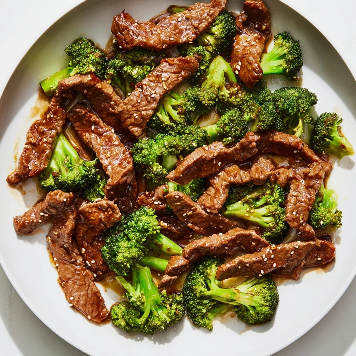 Crock pot beef and broccoli served over fluffy white rice with sesame seeds and fresh green onions