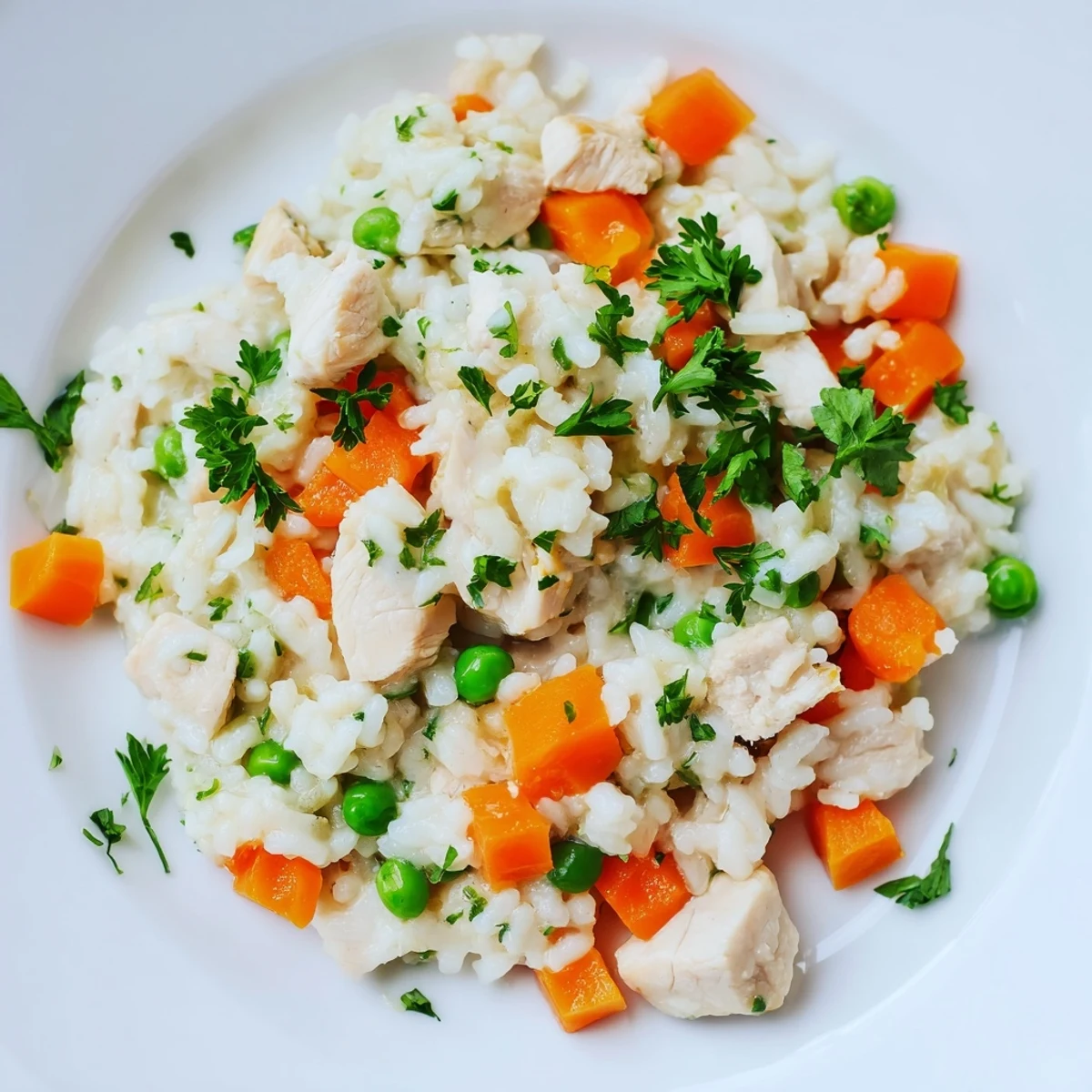 Golden chicken pieces and fluffy rice simmered with colorful vegetables in this easy Instant Pot chicken and rice recipe