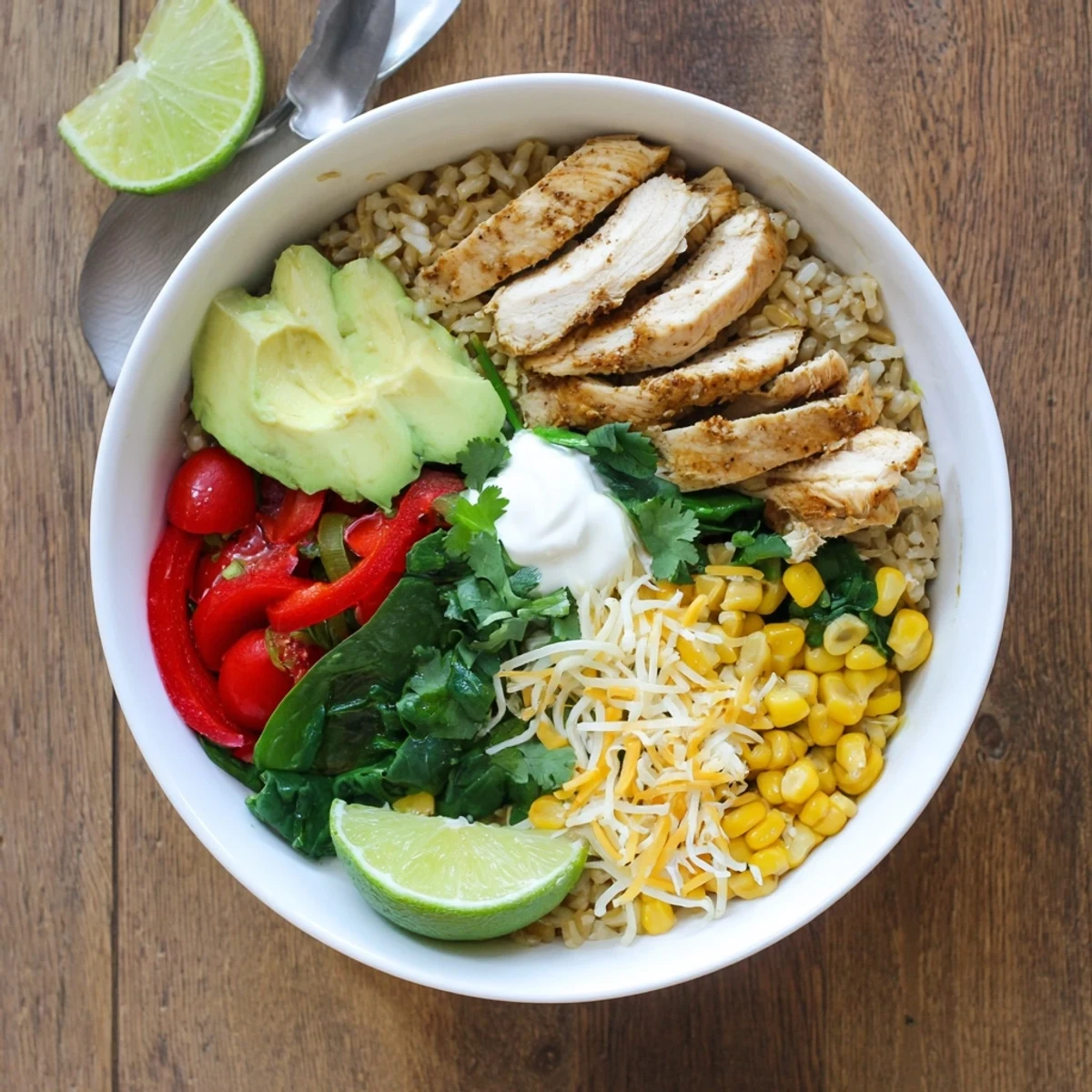 Steaming Southwest Spice Green Chile Bowl topped with fresh avocado slices and melty cheese